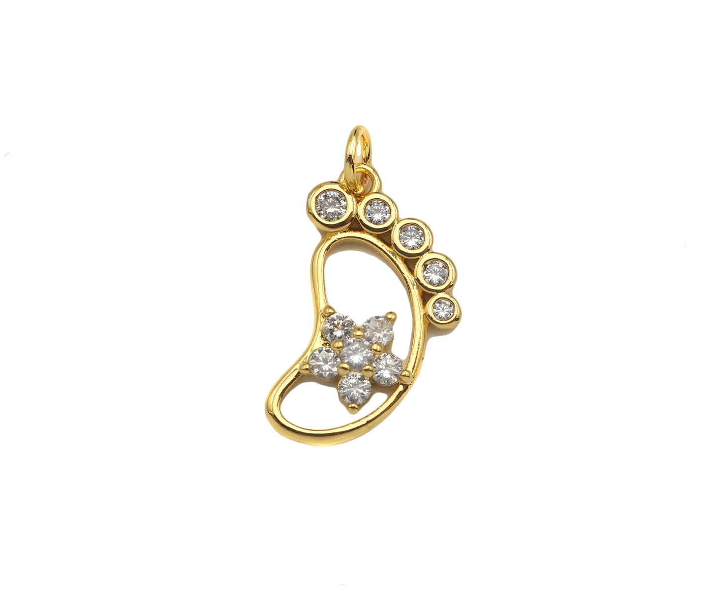 CZ Micro Pave Foot Shape Pendant,18K Gold Star Charm, Necklace Bracelet Charm Pendant,12x21mm,Sku#FH158