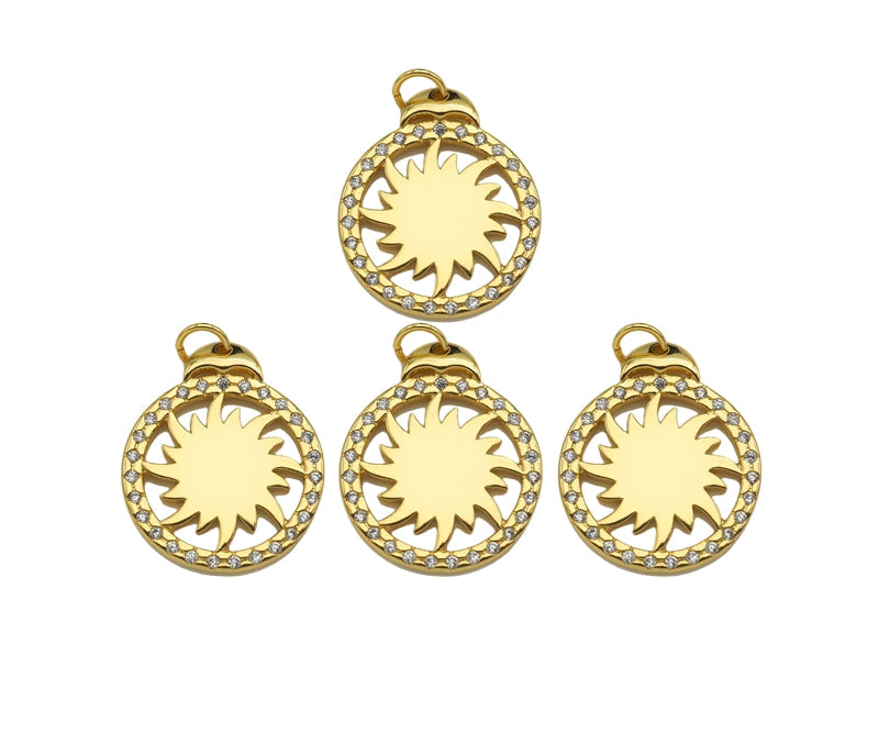 CZ Micro Pave Whirlwind On Round Ring Shape Pendant,Cubic Zirconia Medallion Charm, Necklace Bracelet Charm Pendant, 18x21mm, Sku#F1393