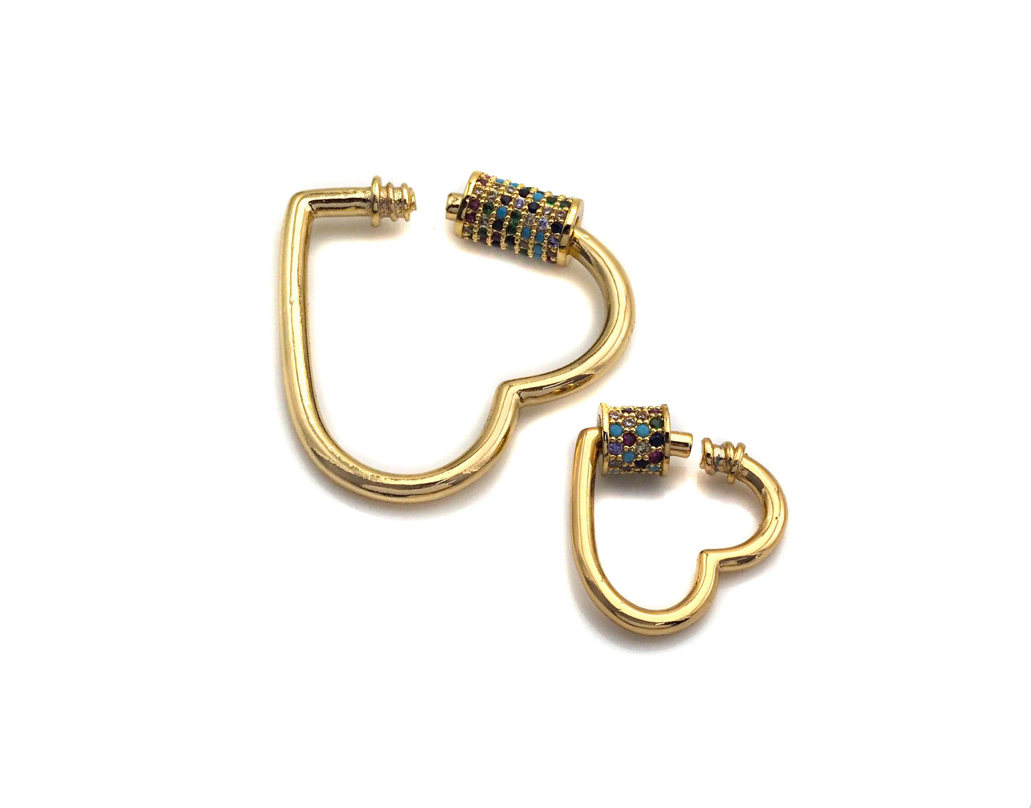 Colorful CZ Micro Pave Heart Shape Clasp, sku#K82