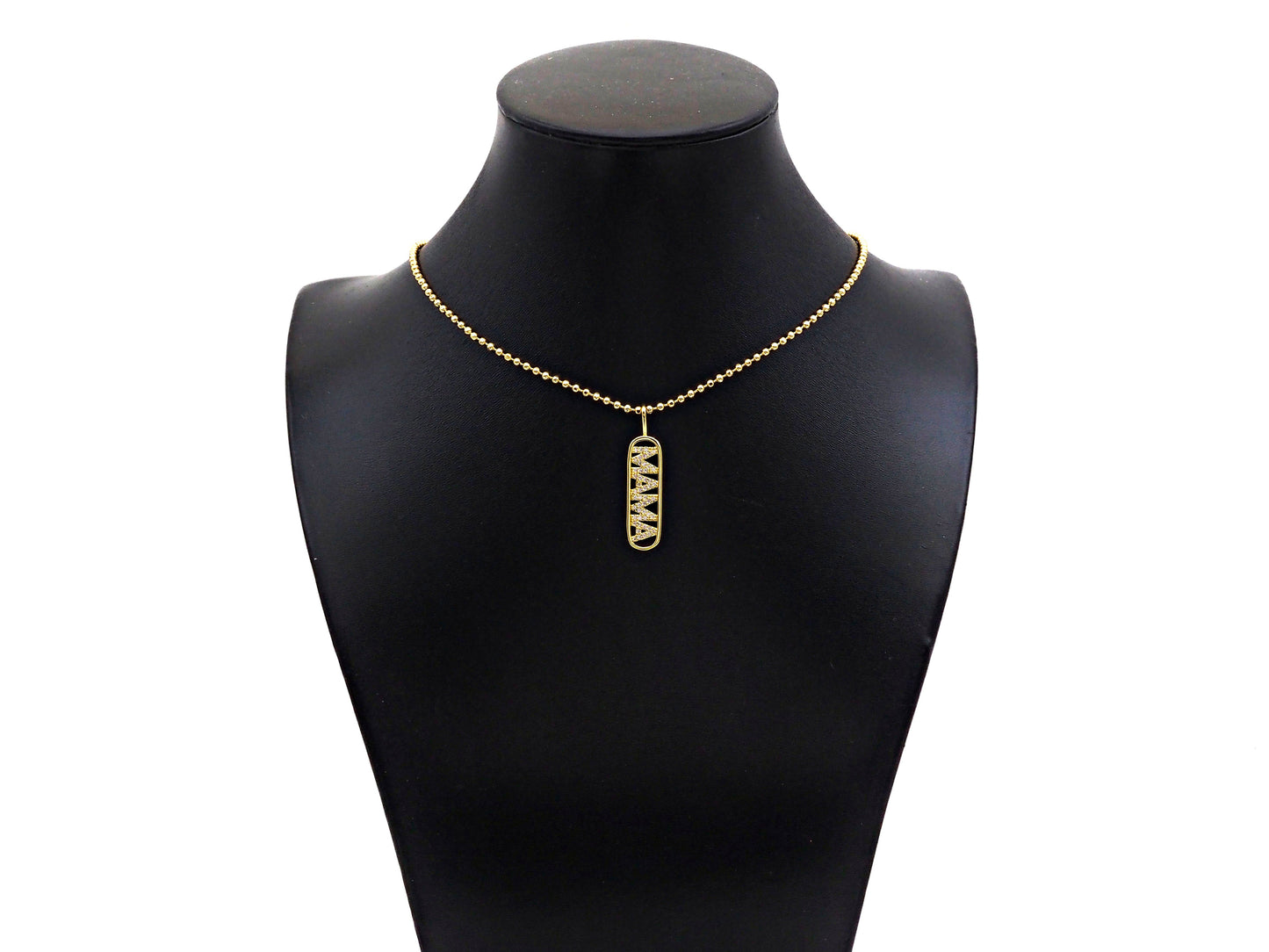 CZ Micro Pave Mama Word On Long Oval Frame Shape Pendant, 18K Gold Filled Charm, DIY Mother's Day Necklace Bracelet Pendant,9x36mm,Sku#JL49