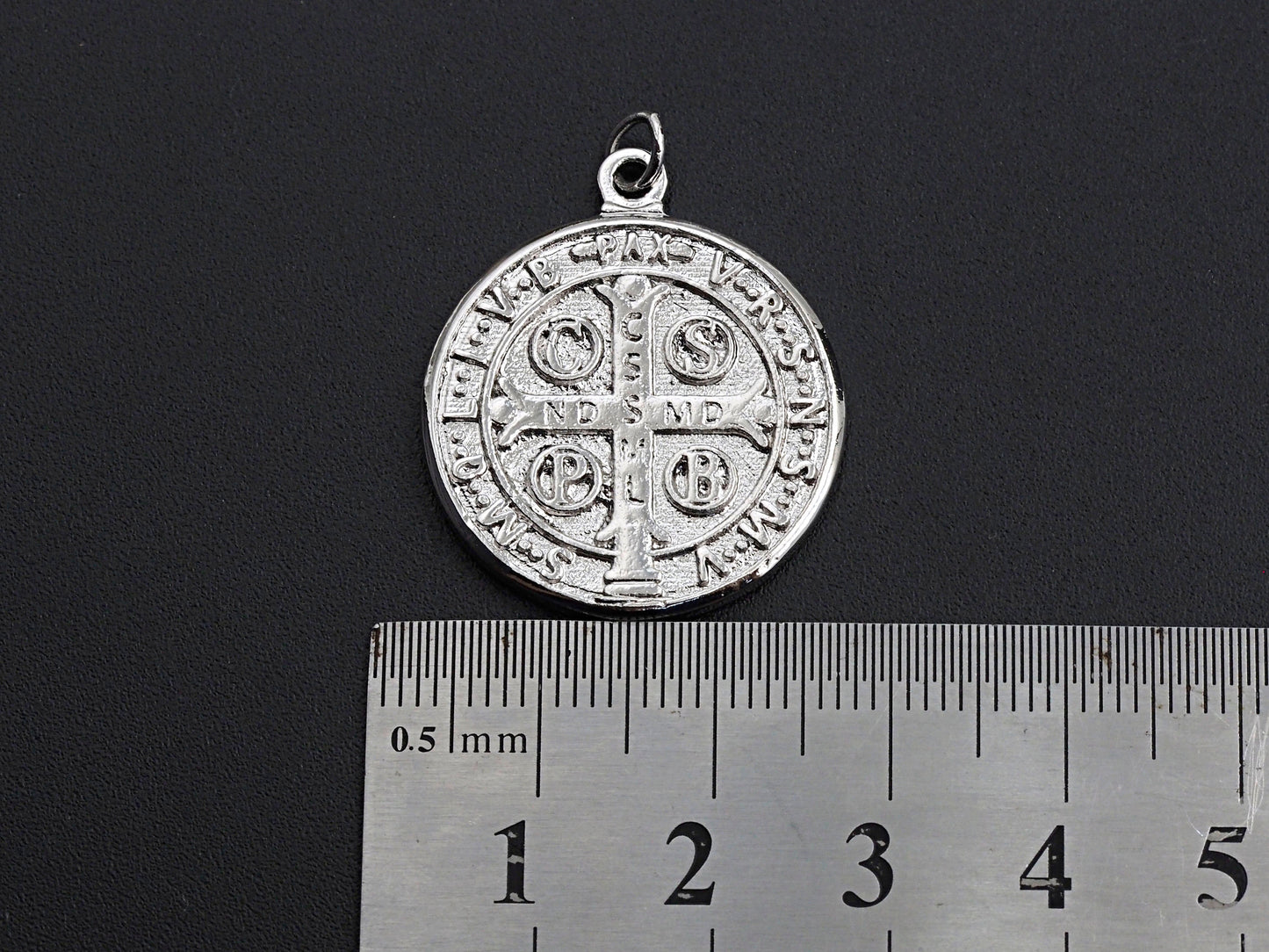 Saint St Benedict Medallion Protection Coin Pendant, Round Coin Pendant, Religious Pendant,Gold/Silver Tone, 25x29mm, Sku#Z726
