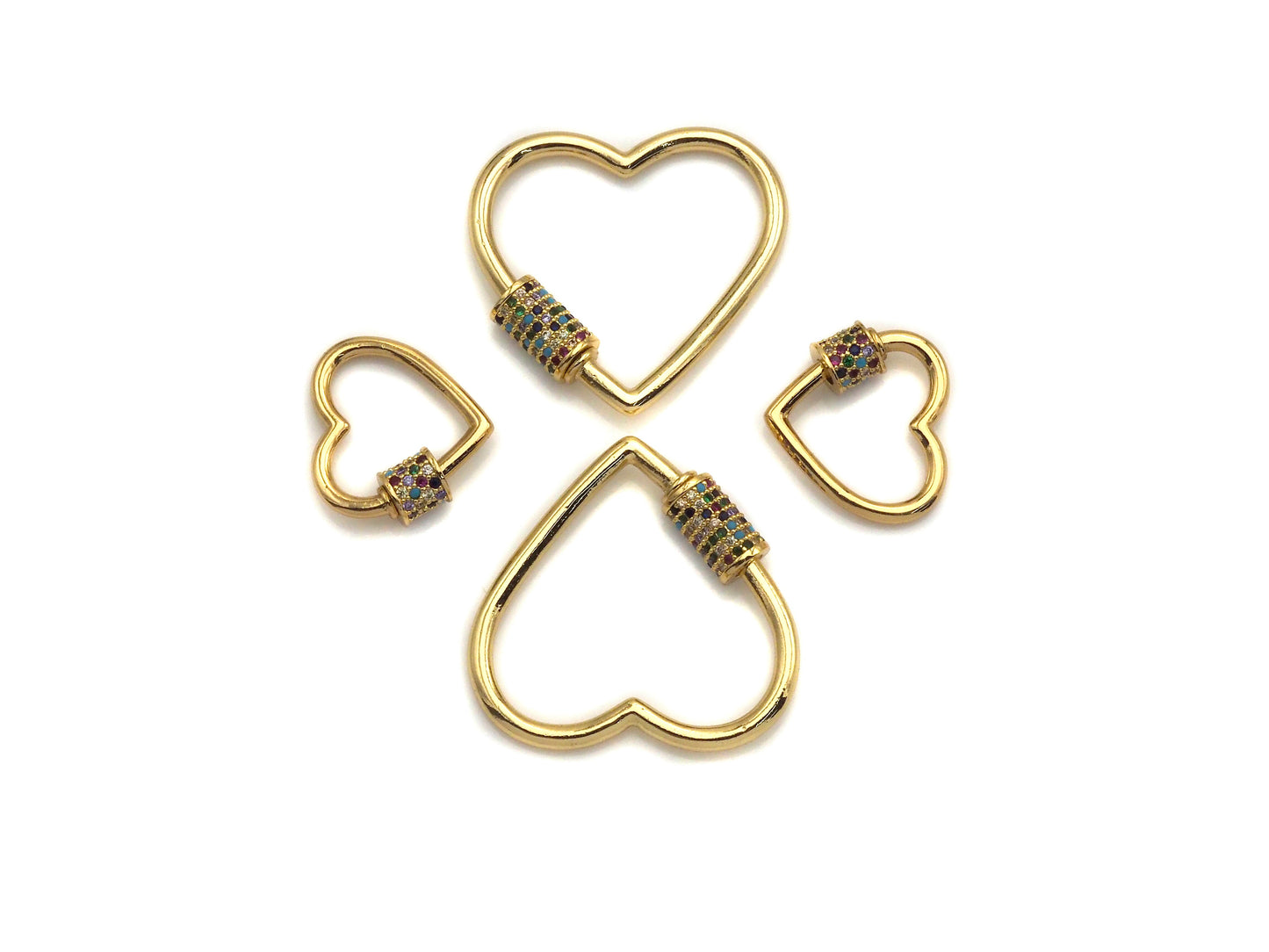 Colorful CZ Micro Pave Heart Shape Clasp, sku#K82