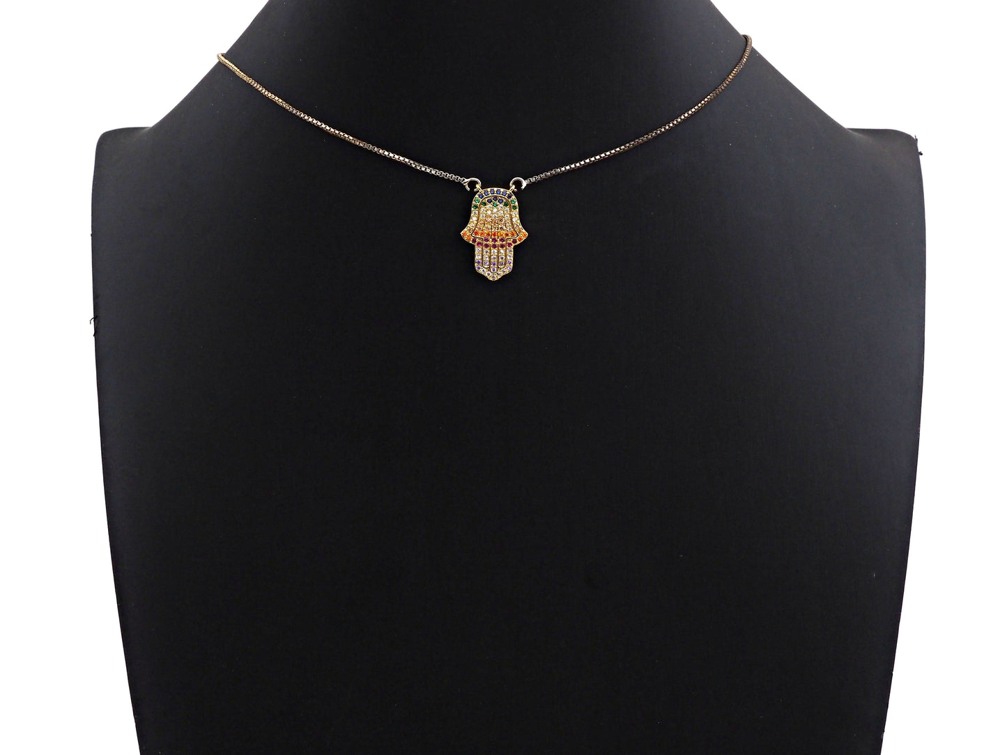 Colorful CZ Micro Pave Hamsa Hand Pendant/Charm,Cubic Zirconia Paved Charm, Necklace Bracelet Charm Pendant, 14x21mm,sku#F1144