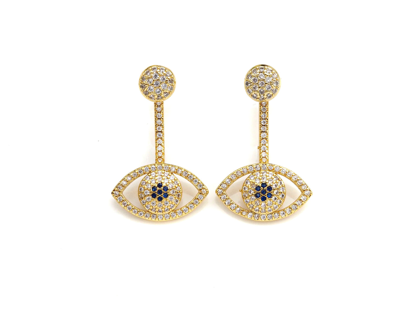 CZ Evil Eye Dnagle Earrings, Sku#J231