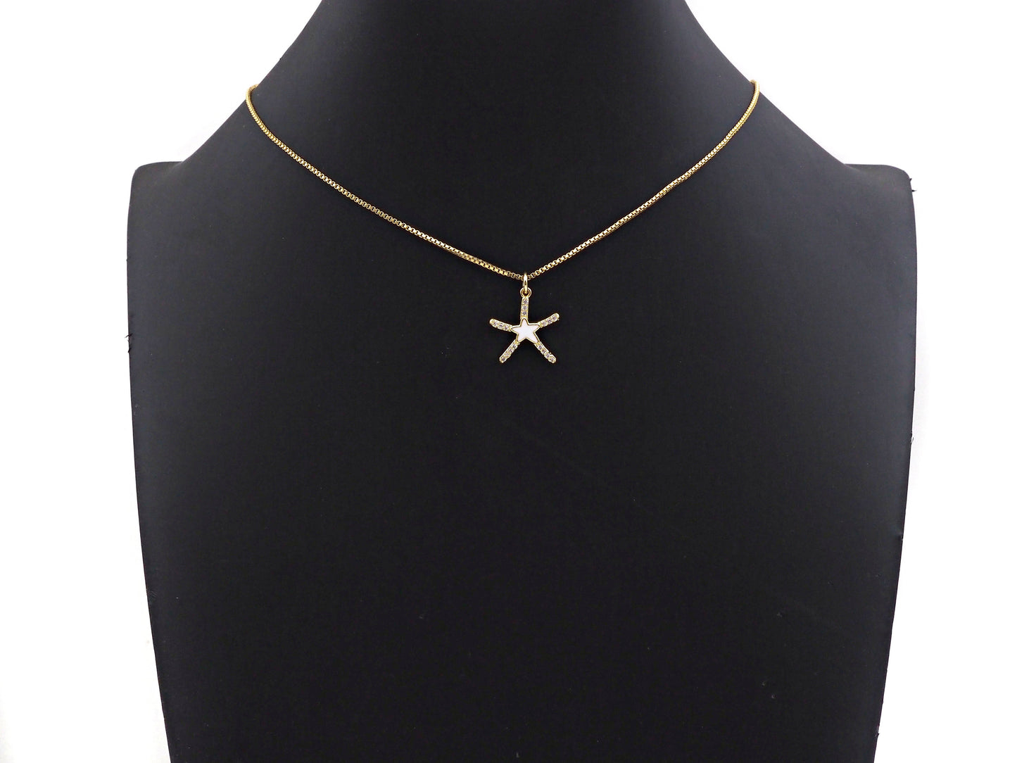 CZ Enamel Starfish Shape Charm, Gold/Silver Finish Enamel CZ Pave Star Fish Pendant, Pave Charm,16x18mm, sku#L323