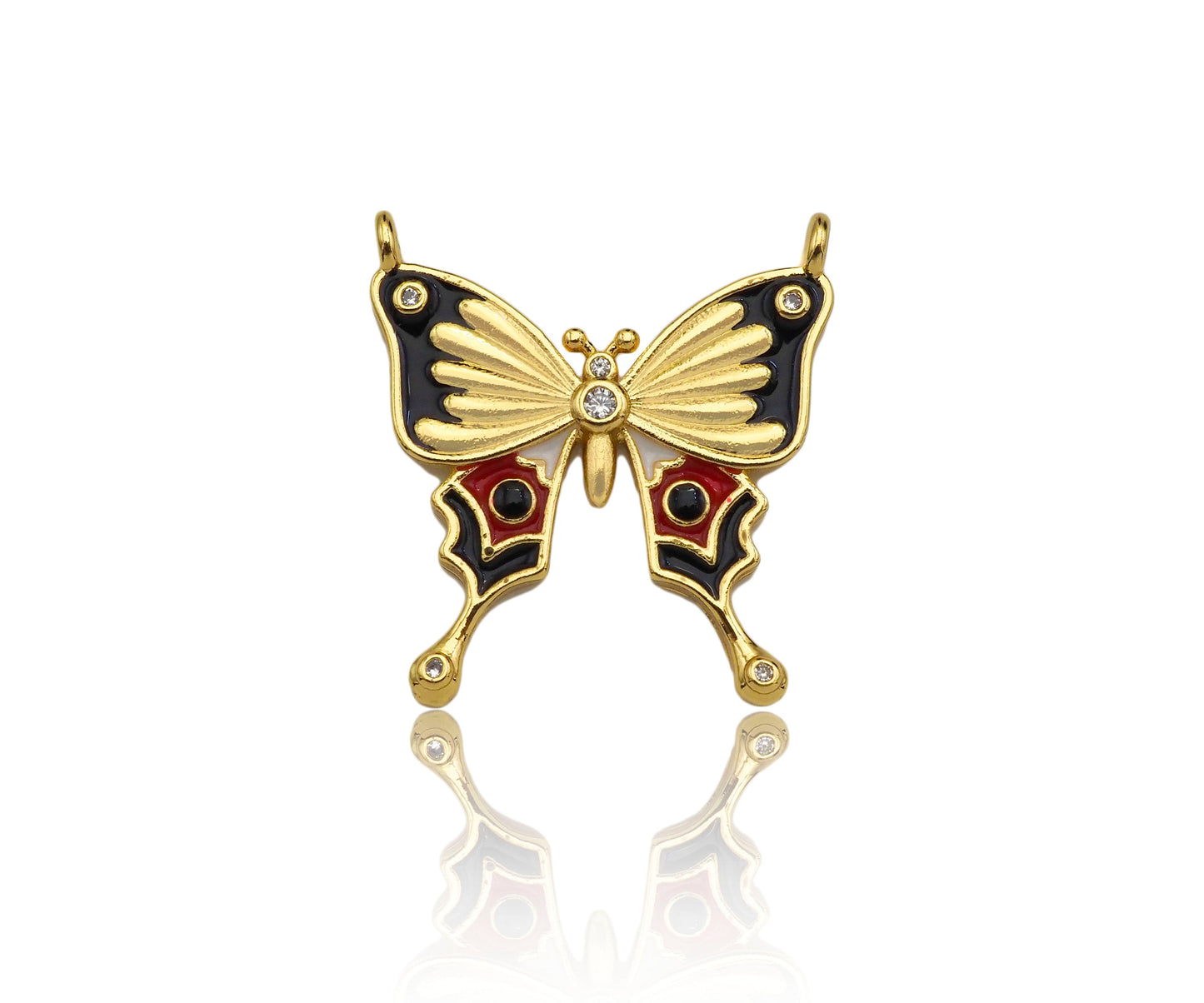 Colorful Enamel Butterfly Shape Pendant/Charm,Black White Red Enamel Butterfly, Necklace Bracelet Enamel Charm Pendant,21x22mm, Sku#LK199