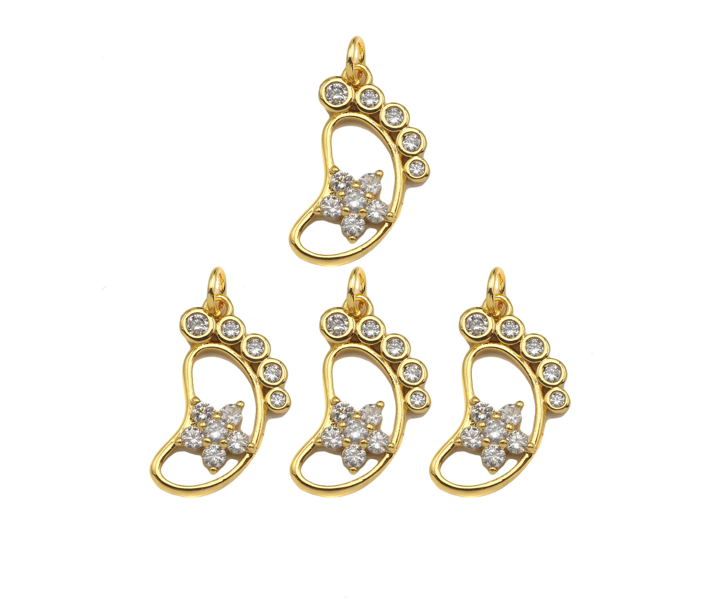 CZ Micro Pave Foot Shape Pendant,18K Gold Star Charm, Necklace Bracelet Charm Pendant,12x21mm,Sku#FH158