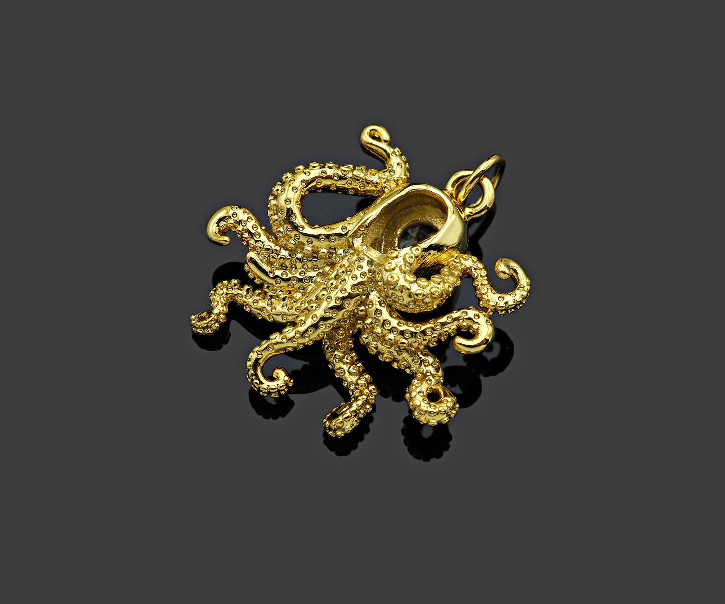 Gold Filled Big Clear CZ Micro Pave Squid Shape Pendant, 18K Gold Filled Squid Charm, Necklace Bracelet Charm Pendant, 22x22mm,Sku#Y472