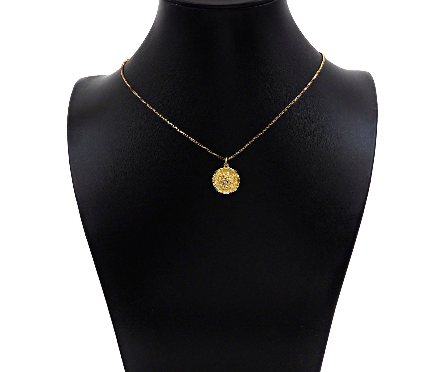 18K Dainty Gold Angel Face On Round Coin Shape Pendant/Charm,Gold Angle Medallion Charm, Necklace Bracelet Charm Pendant,17x15mm, Sku#F1362
