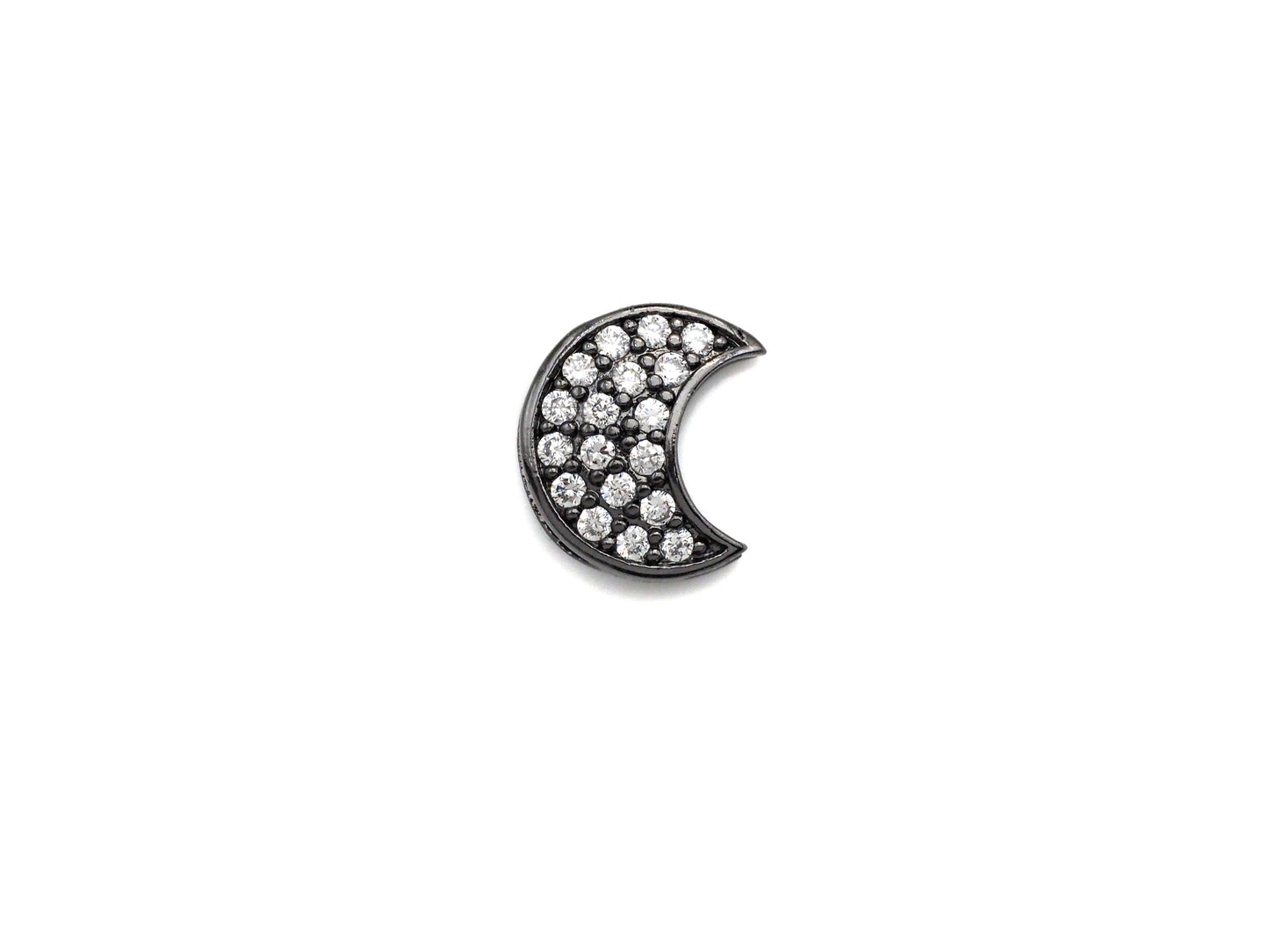 CZ Micro Pave Cresent Moon Spacer Beads with Clear CZ for Bracelet/Necklace, Cubic Zirconia space Beads, 10x12mm, sku#Z827