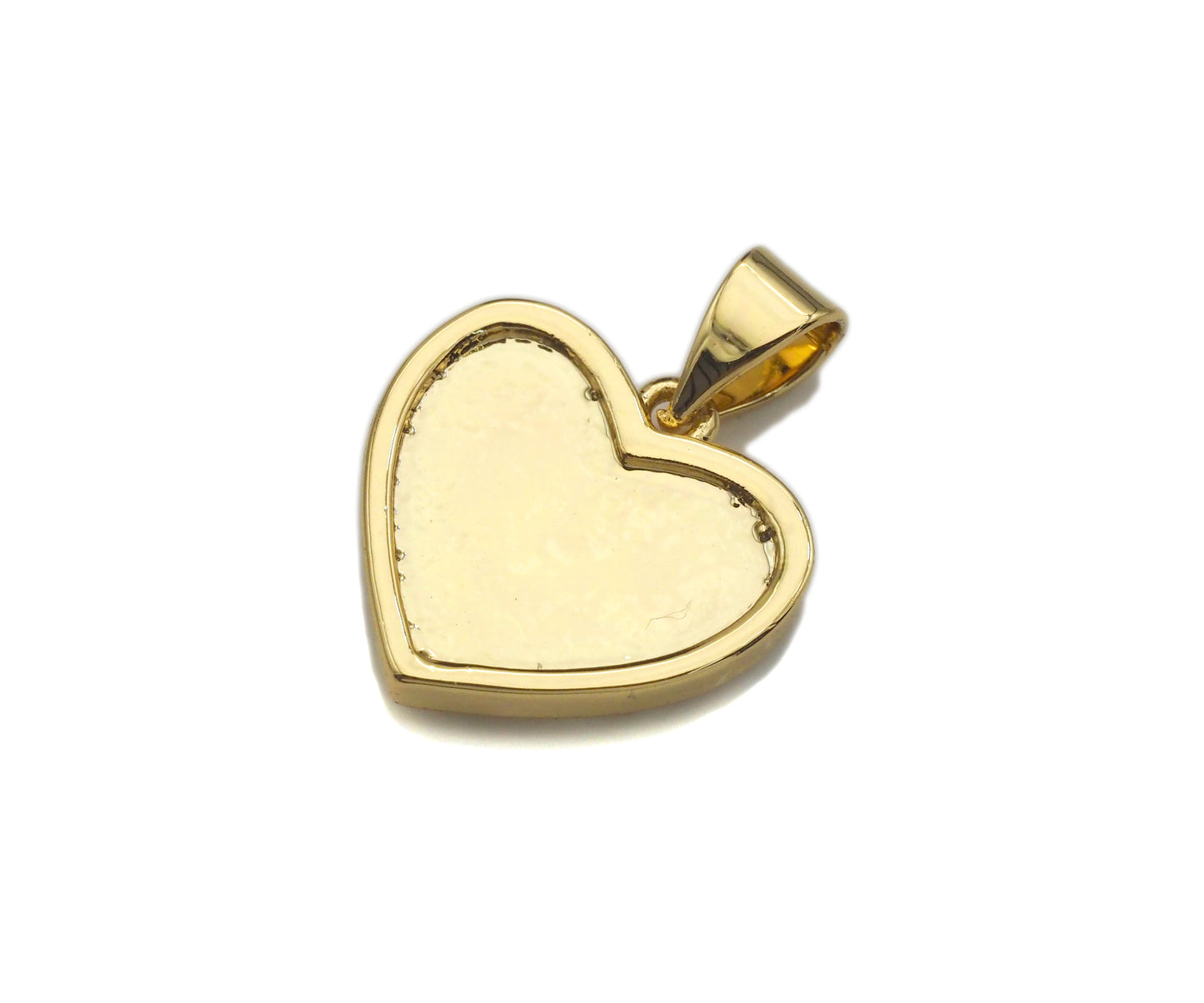 Dainty Gold Rose Flower On Heart Shape Charms,  15x14mm, Sku#F1296C