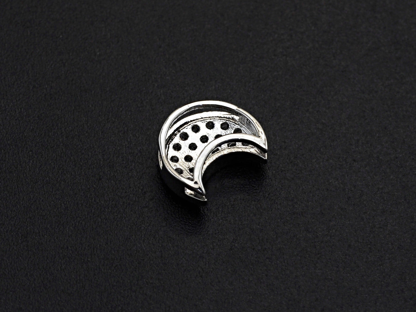 CZ Micro Pave Cresent Moon Spacer Beads with Clear CZ for Bracelet/Necklace, Cubic Zirconia space Beads, 10x12mm, sku#Z827