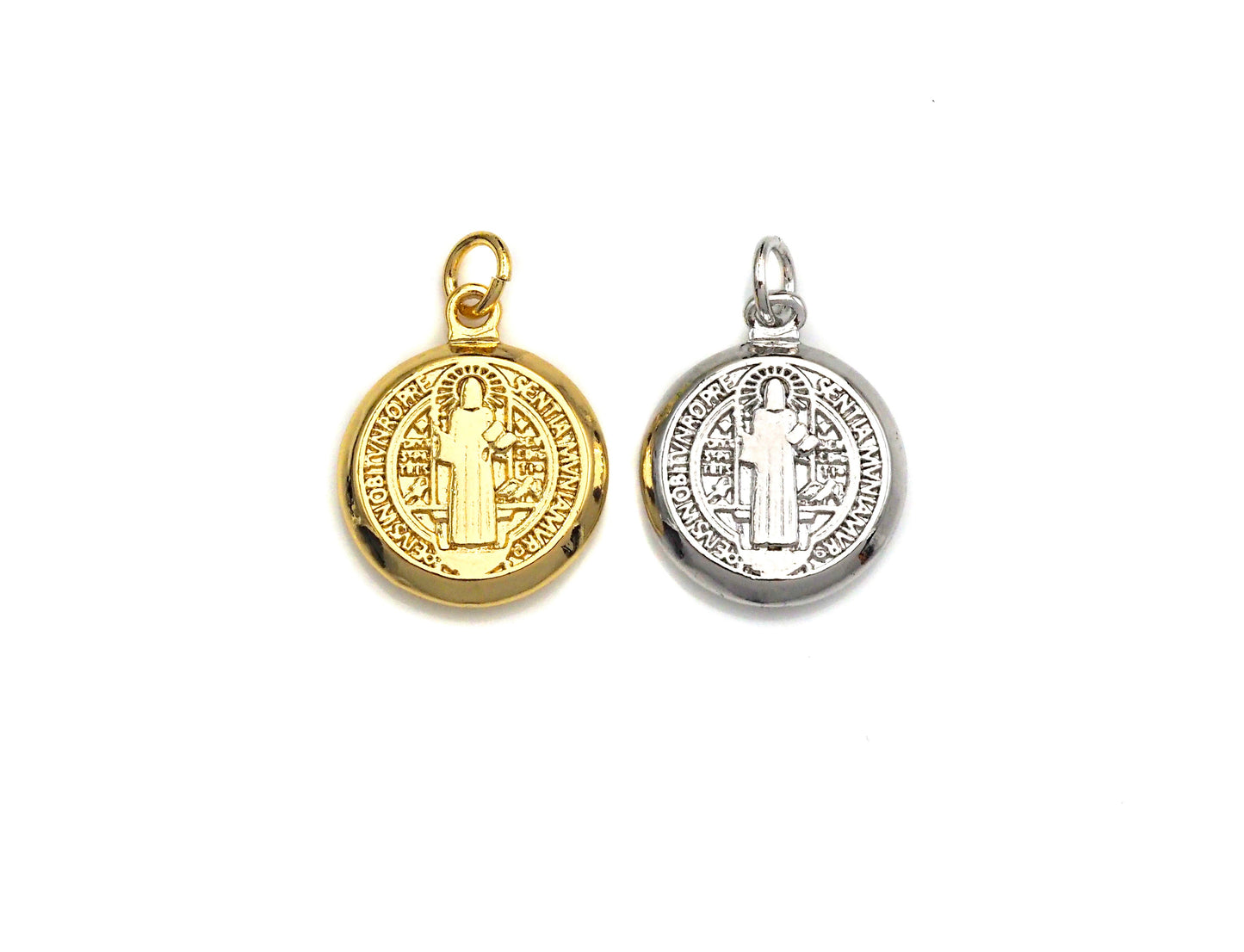 Danity Gold Jesus On Round Coin Pendant/Charm,Religion Charm, Necklace Bracelet Charm Pendant, 18x15mm, Sku#Z727