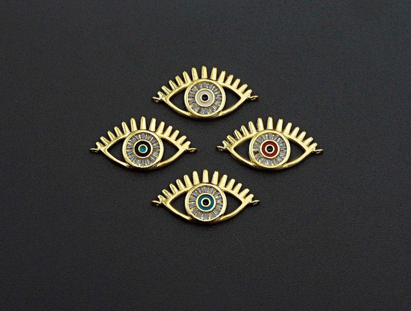 Enamel Colorful Evil Eye With Eyelash Pendant,CZ Micro Pave Oil Drop pendant,Enamel pendant,Enamel Jewelry,14x26mm,sku#Z676