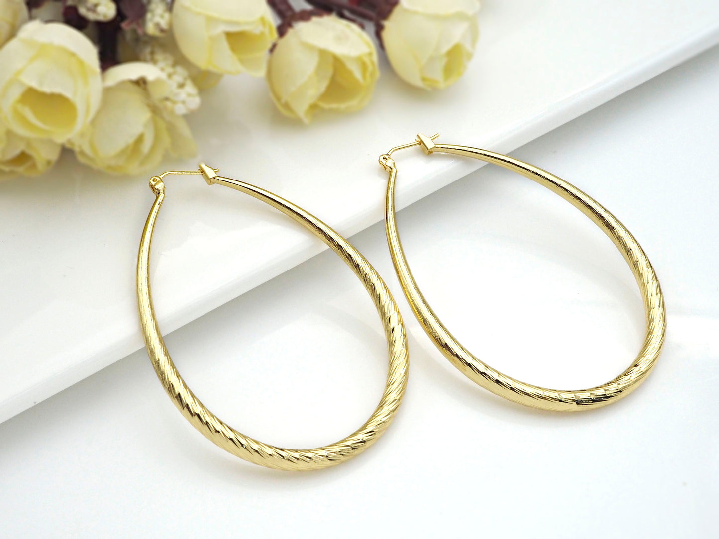 Oval Hoop Earrings, Sku#J296