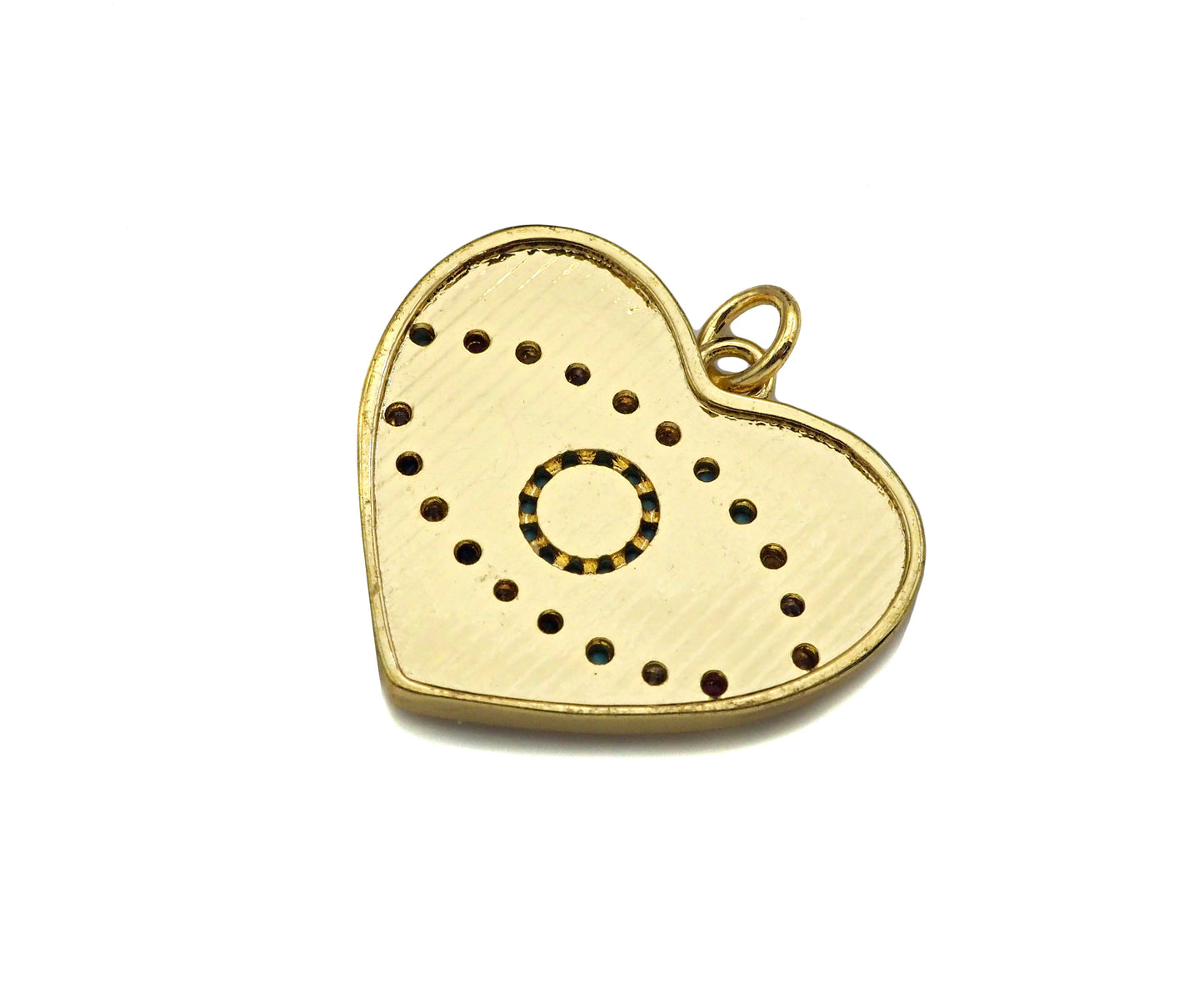 Gold Filled White Enamel Evil Eye On Red Enamel Heart Pendant,CZ Micro Pave 18K Gold Filled Enamel Charm, Enamel Jewelry, 24x21mm,Sku#Y457