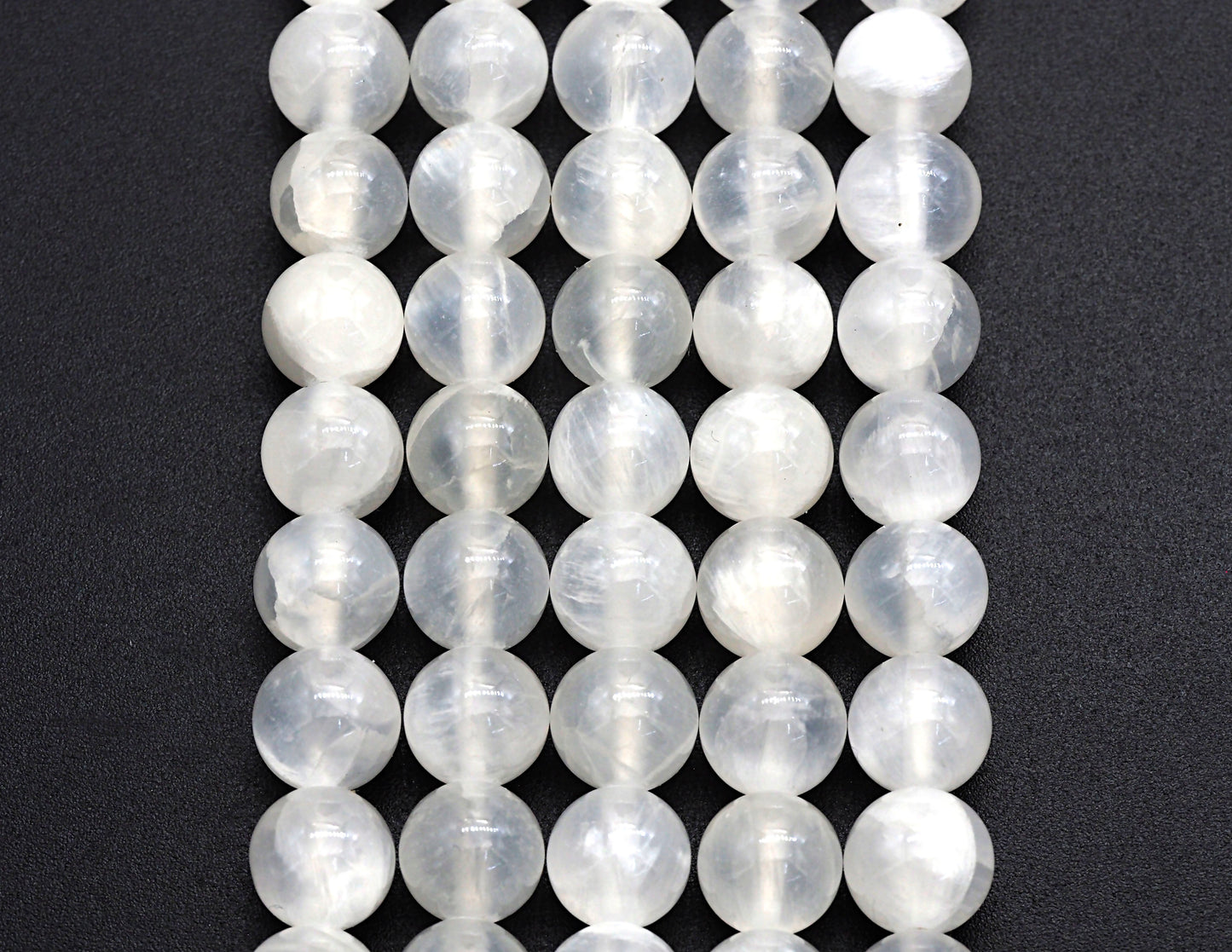 Natural Gypsum Selenite Beads, Round Smooth 6mm/8mm/10mm,SKU#U610