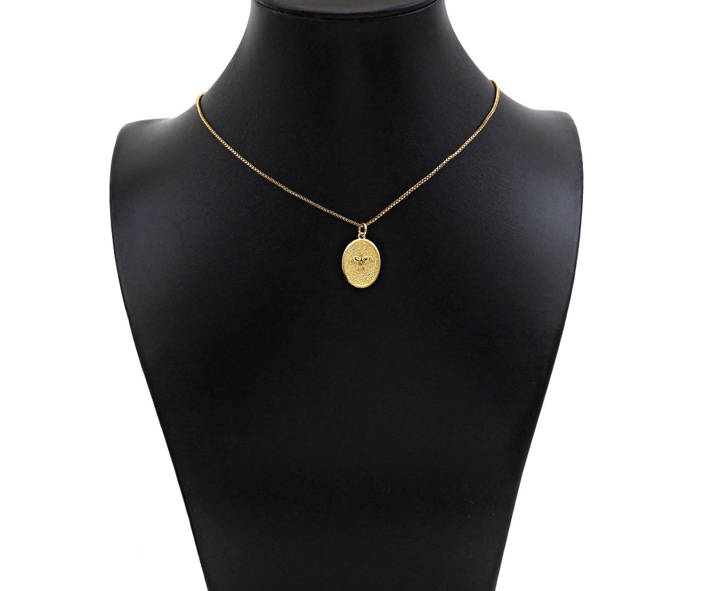 18K Dainty Gold Eagle On Oval Shape Pendant/Charm,Eagle Medallion Charm, Necklace Bracelet Charm Pendant, 20x14mm, Sku#F1363