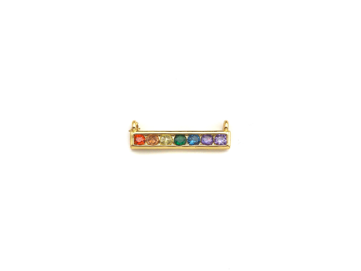 Colorful CZ Micro Pave Rainbow Necklace Bar Pendant, Cubic Zirconia Necklace Connector Link, 6x20mm,sku#Z1021