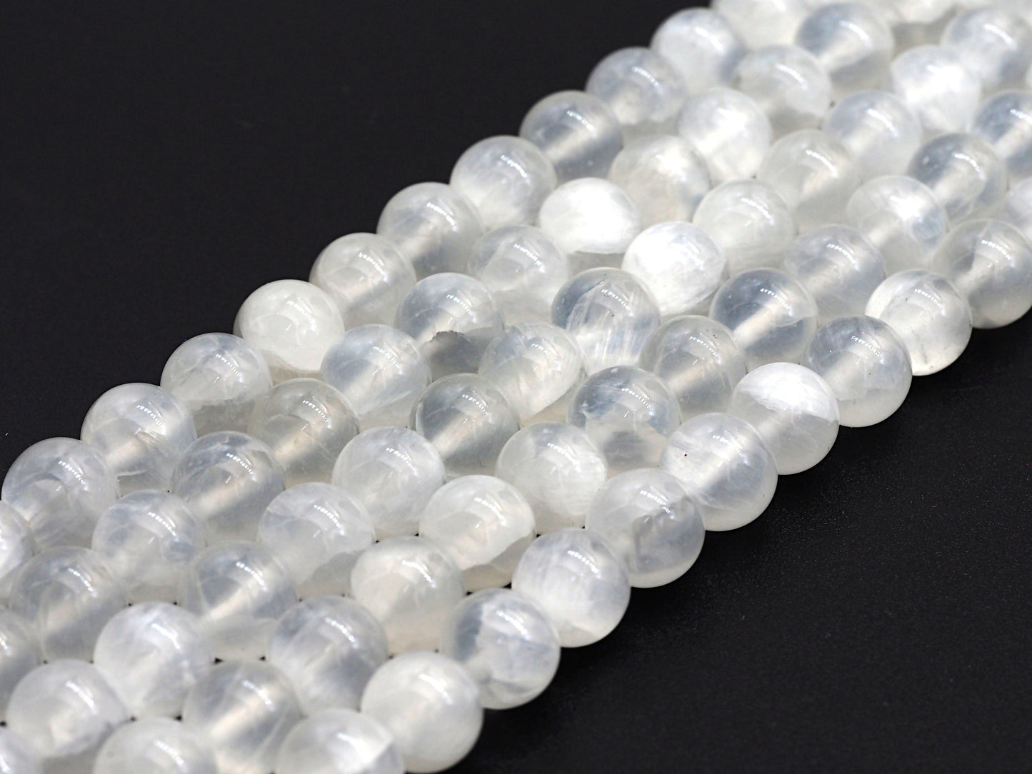 Natural Gypsum Selenite Beads, Round Smooth 6mm/8mm/10mm,SKU#U610