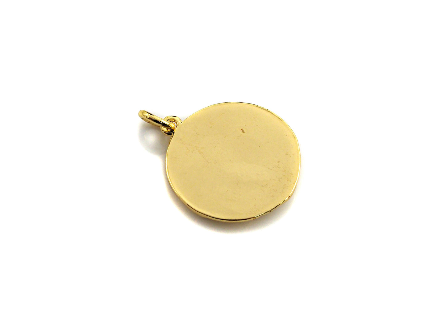 Medallion heart Pendant, Embossment Disc Pendant, Cubic Zirconia Pendant, Gold Tone, 18x20mm, Sku#Z692