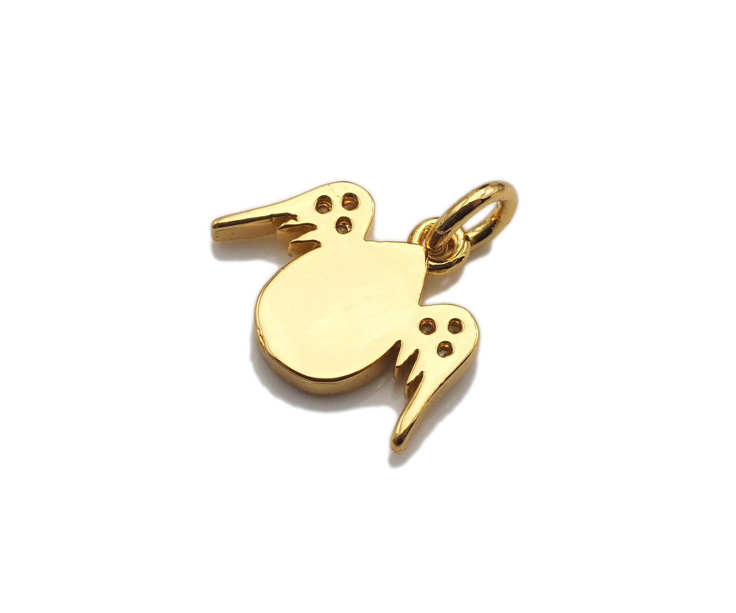 Enamel Teardrop With Angel Wing Shape Cubic Zirconia Charm, Necklace Bracelet Eearring Charm in Gold/Silver,14x11mm,sku#L325