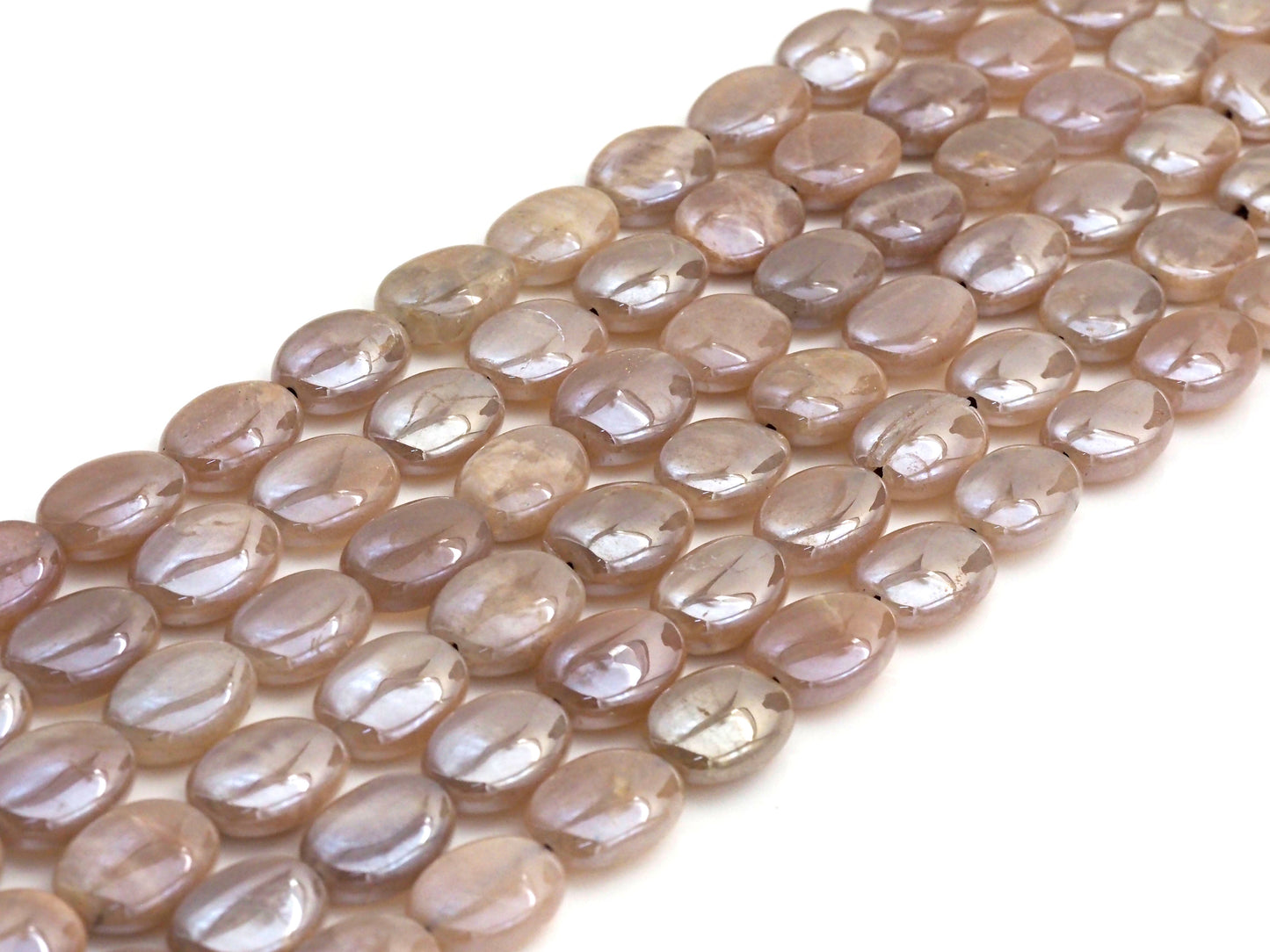 Gorgeous Mystic Plated Flat Oval shape Moonstone, Flat Oval moonstone, 10x14mm/12x16mm, 15.5" Full Strand, sku#U613