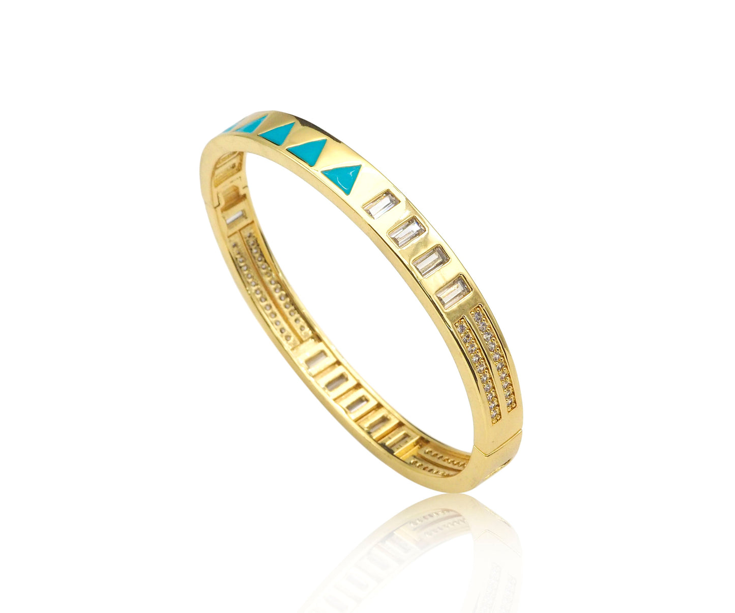 Colorful Enamel Triangle Patten Bracelet, Sku#X206