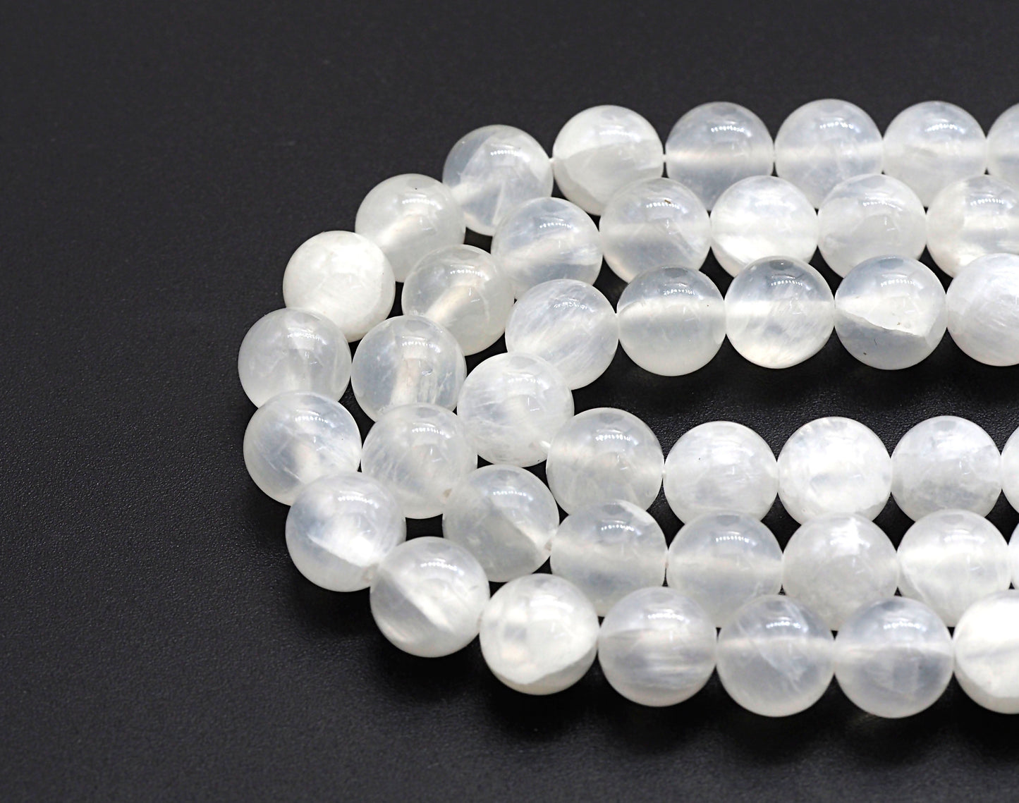 Natural Gypsum Selenite Beads, Round Smooth 6mm/8mm/10mm,SKU#U610