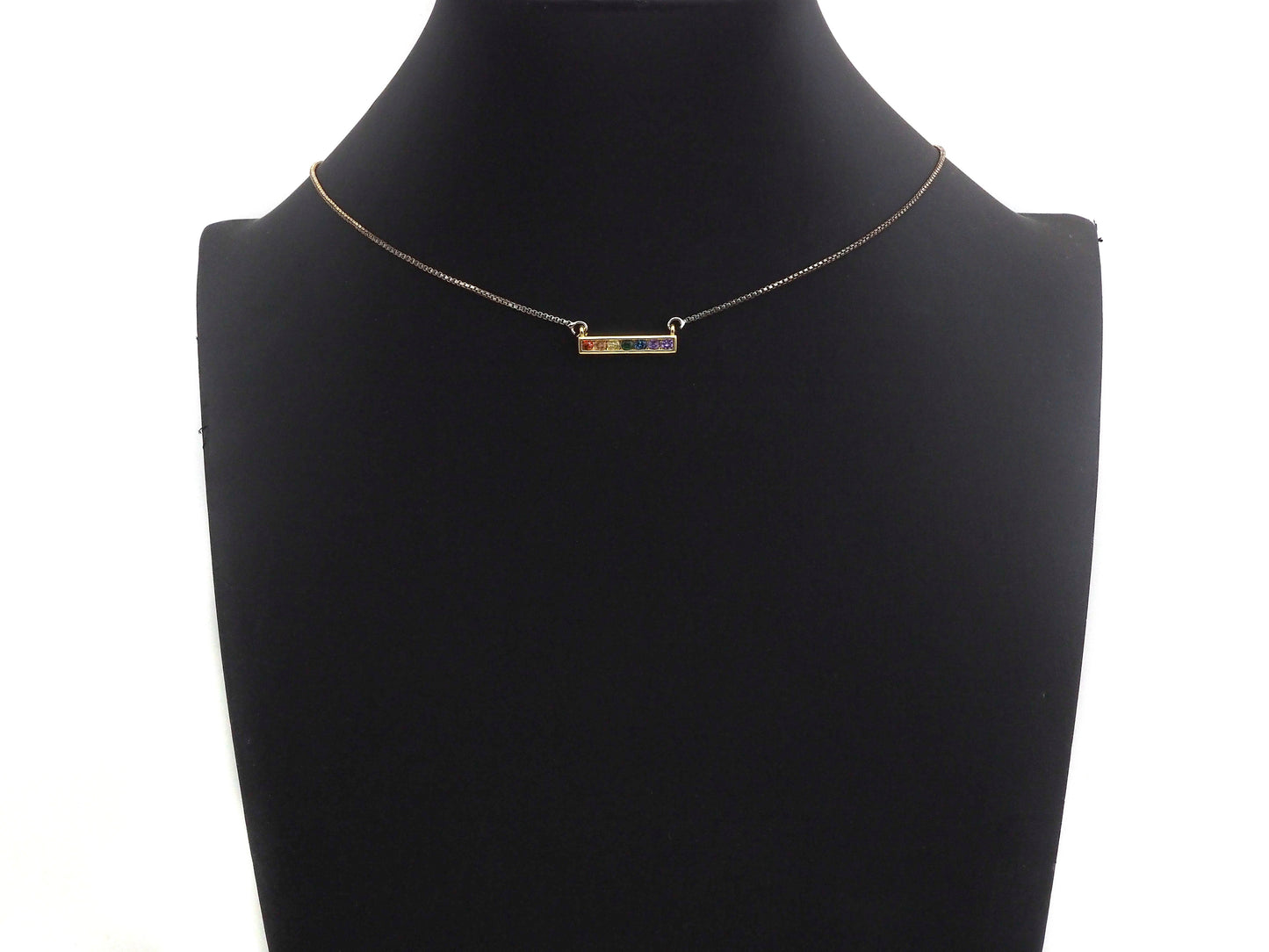 Colorful CZ Micro Pave Rainbow Necklace Bar Pendant, Cubic Zirconia Necklace Connector Link, 6x20mm,sku#Z1021