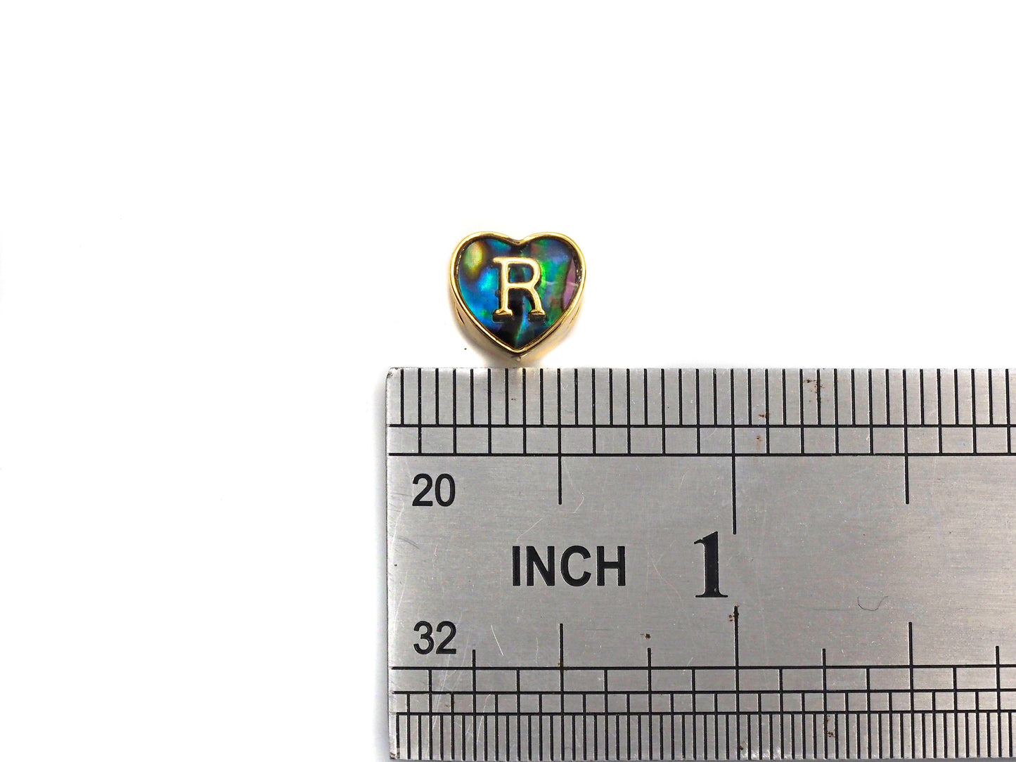 New Trendy Abalone Gold Heart Beads, A-Z 26 Initials Letter Space Beads, Initial Letter Charm, 7x9x10mm,sku#G421