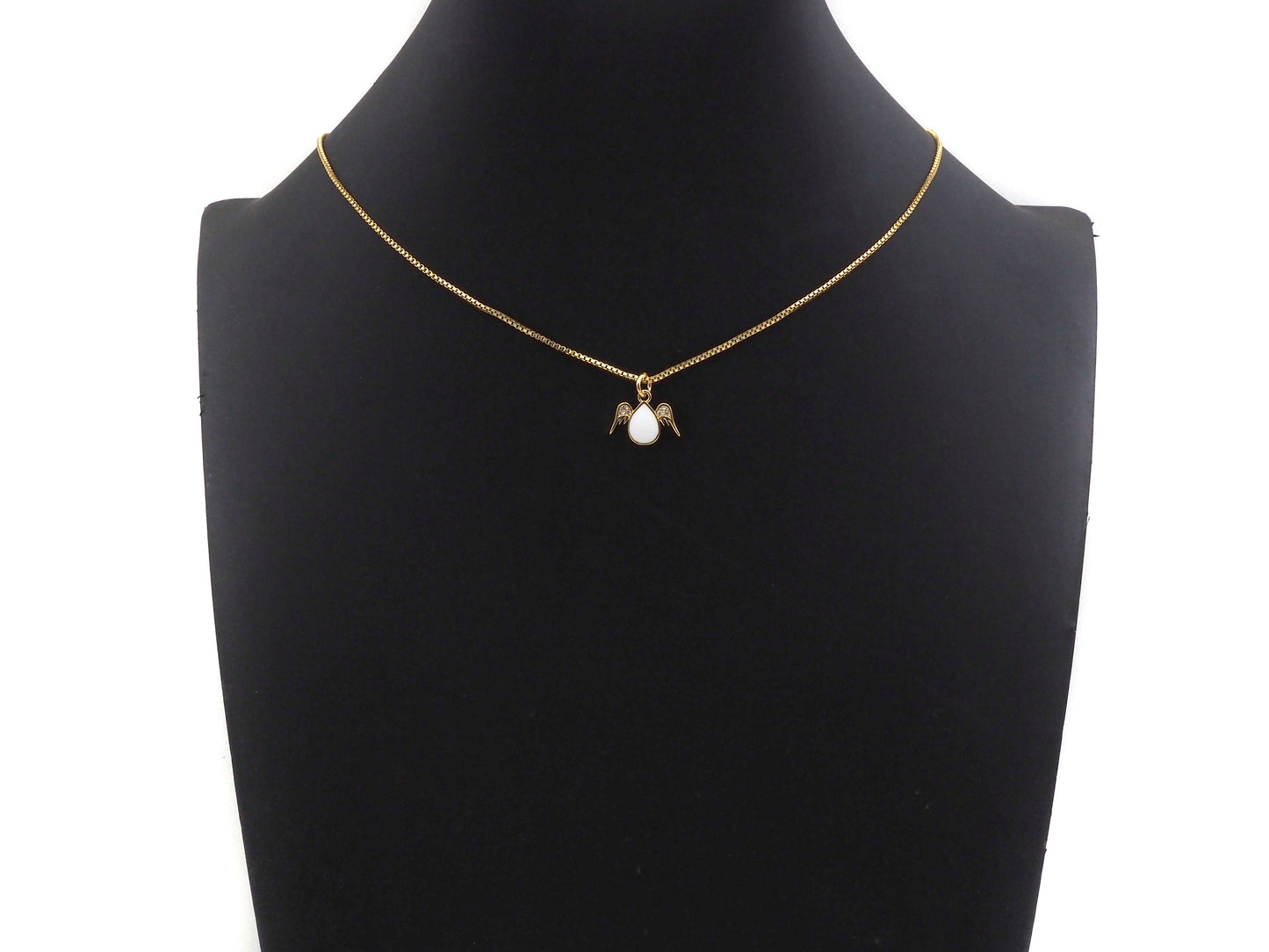Enamel Teardrop With Angel Wing Shape Cubic Zirconia Charm, Necklace Bracelet Eearring Charm in Gold/Silver,14x11mm,sku#L325