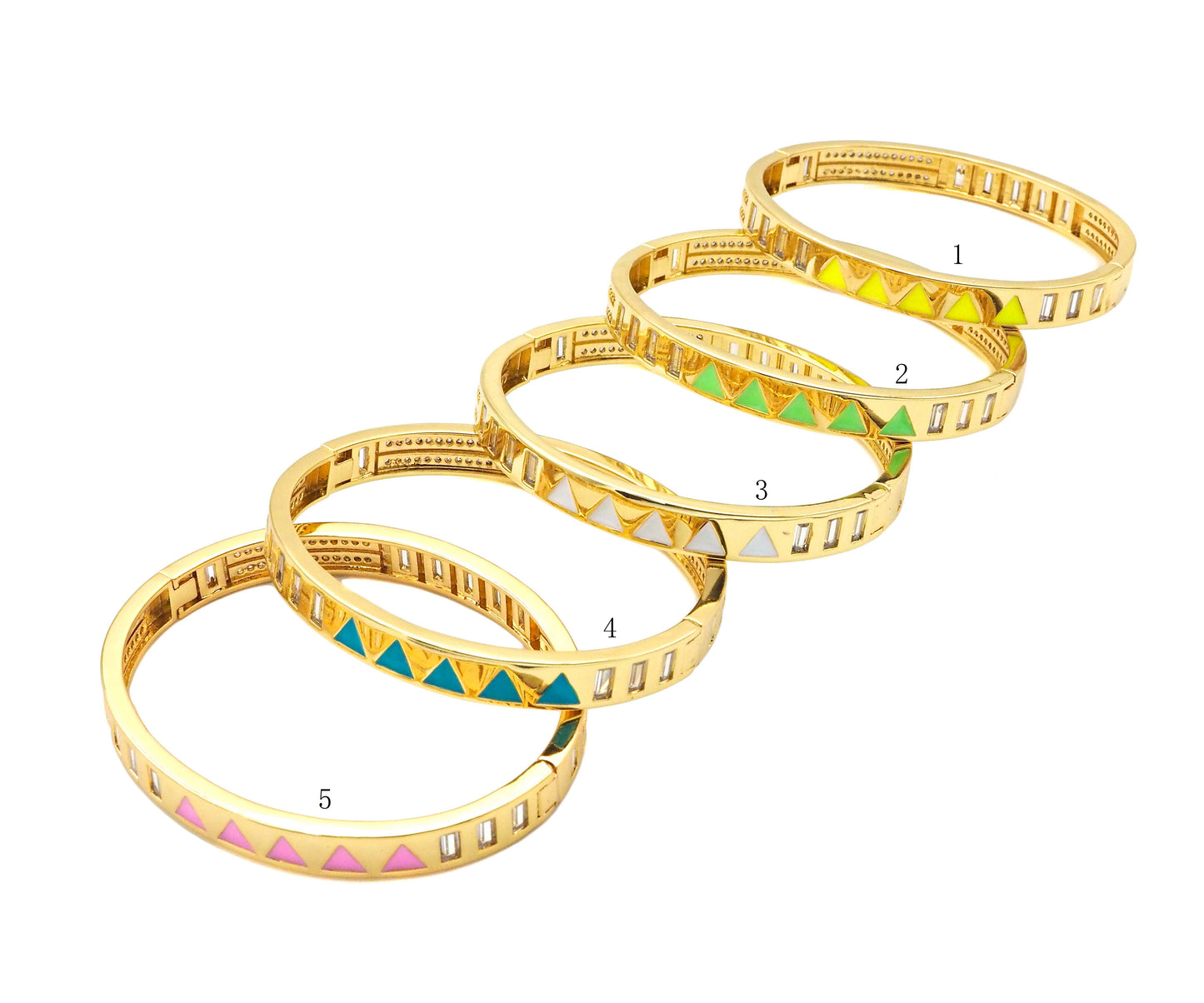Colorful Enamel Triangle Patten Bracelet, Sku#X206
