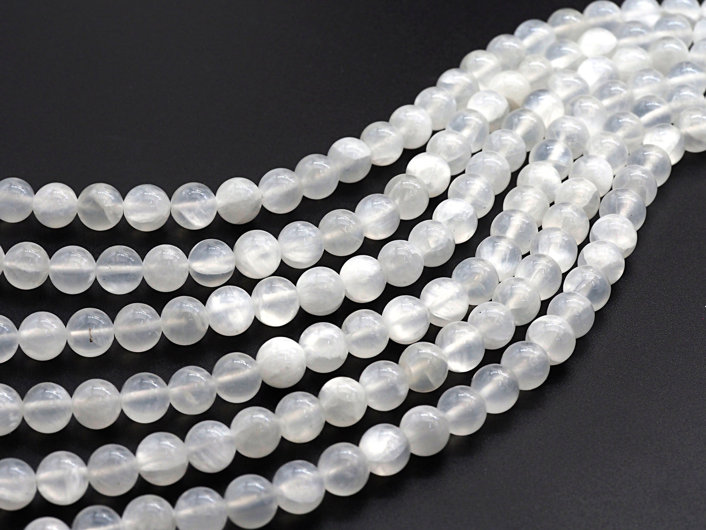 Natural Gypsum Selenite Beads, Round Smooth 6mm/8mm/10mm,SKU#U610