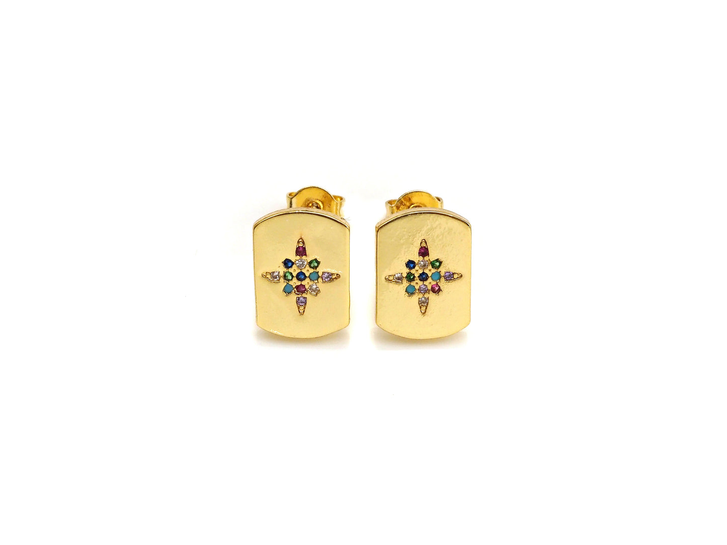CZ North Star Stud Earring, Sku#J233