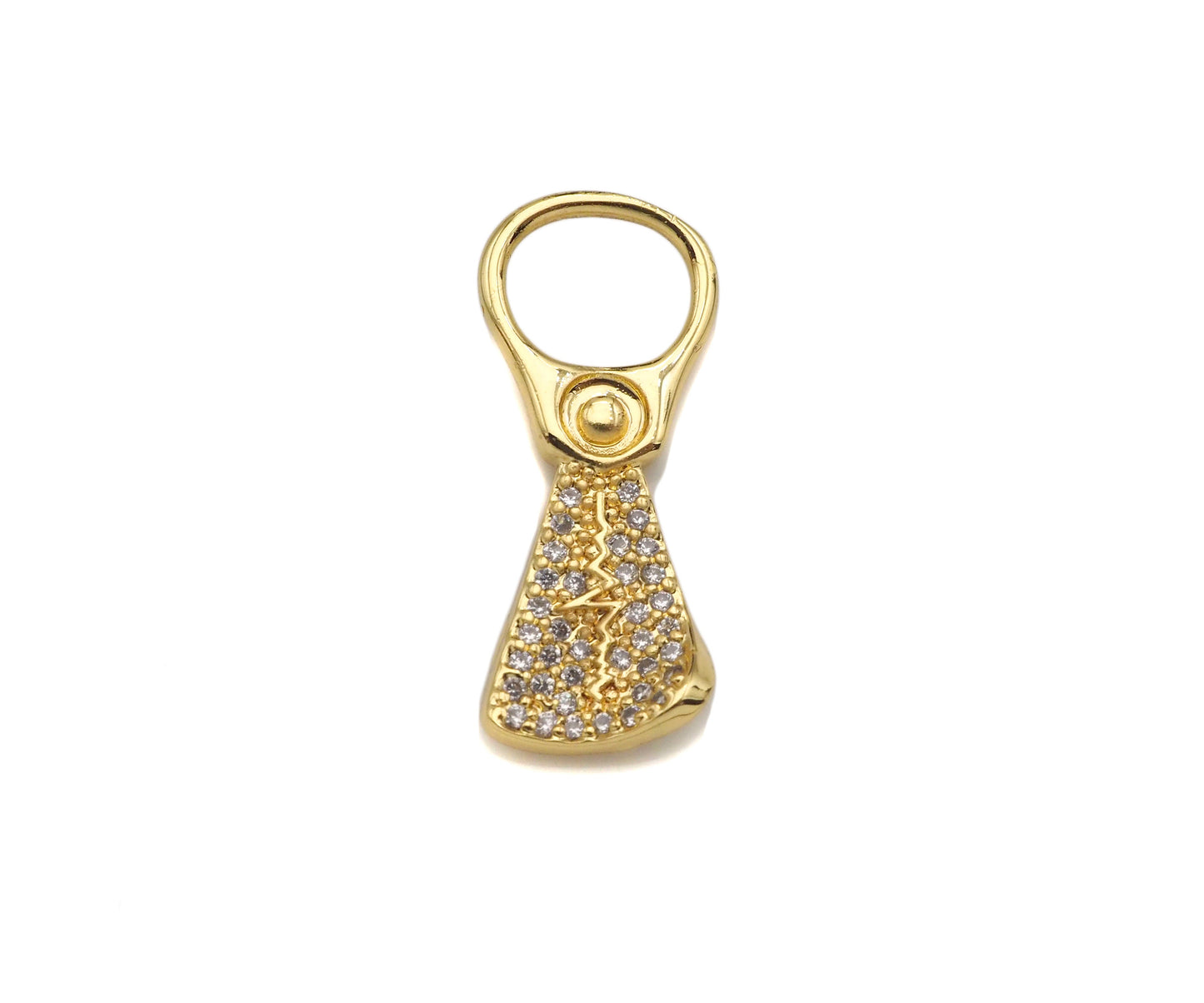 CZ Micro Pave Zip-top Can Shape Pendant/Charm,Cubic Zirconia Dainty Gold Charm, Necklace Bracelet Charm Pendant,9x23mm, Sku#F1386
