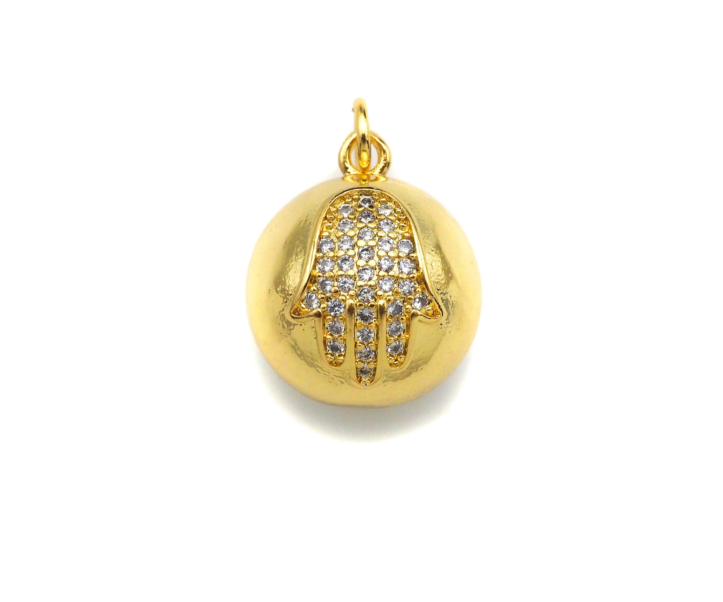 CZ Micro Pave 3D Round Ball Pendant/Charm,Hamsa Hand Heart Elephant Butterfly CZ Charm, Necklace Bracelet Charm Pendant,14x17mm, Sku#LK201