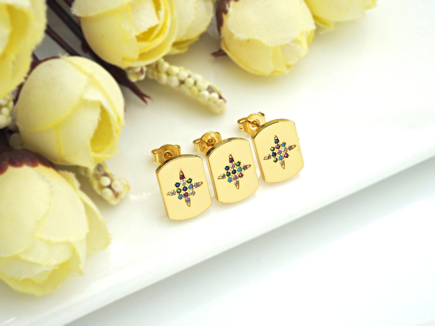 CZ North Star Stud Earring, Sku#J233