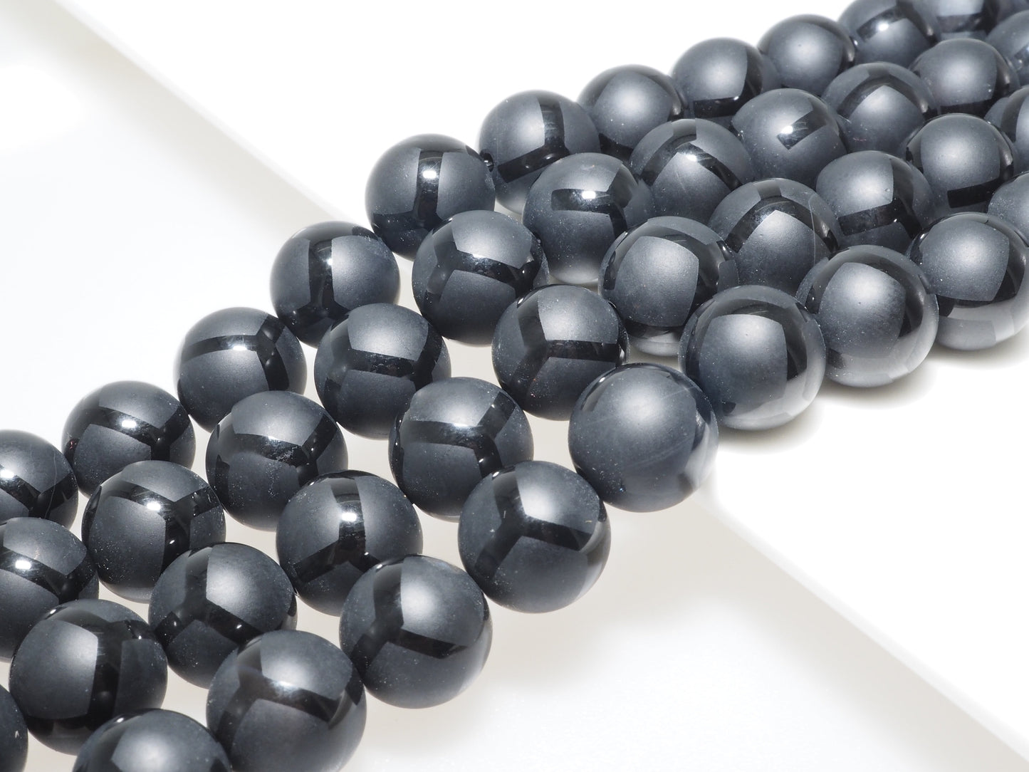 Black Onyx Matte Round Smooth with Football line Beads, 6mm/8mm/10mm/12mm Round Matte onyx, Patterned Onyx, 15.5inch strand, SKU#V16
