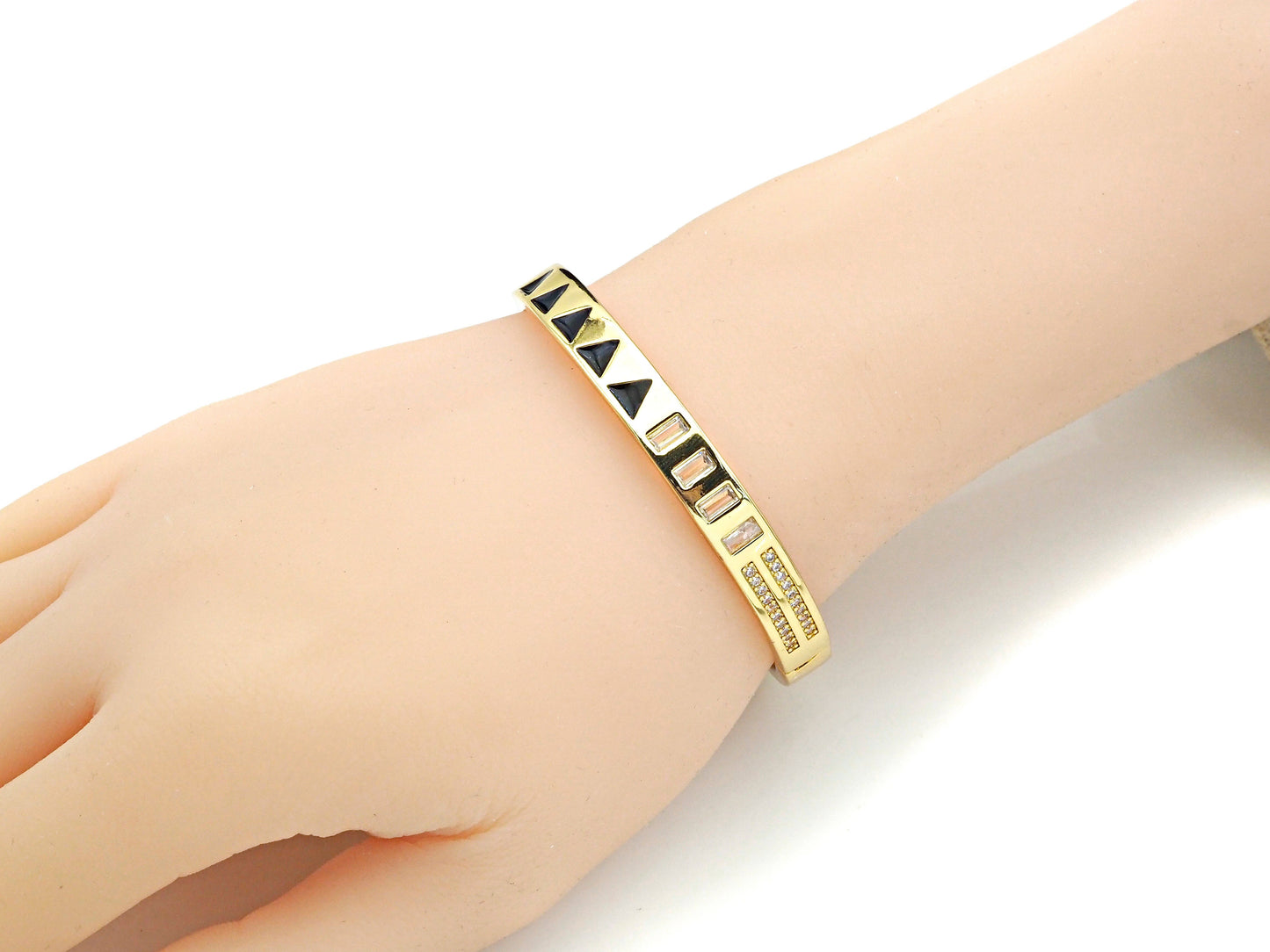Colorful Enamel Triangle Patten Bracelet, Sku#X206