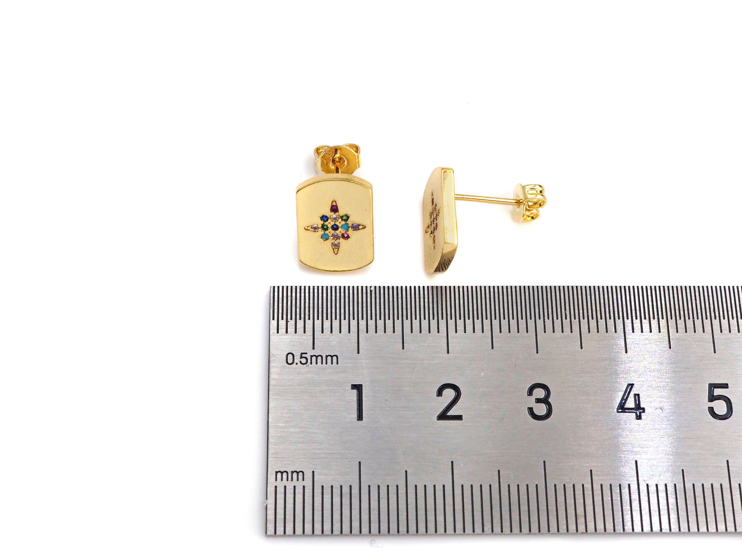CZ North Star Stud Earring, Sku#J233