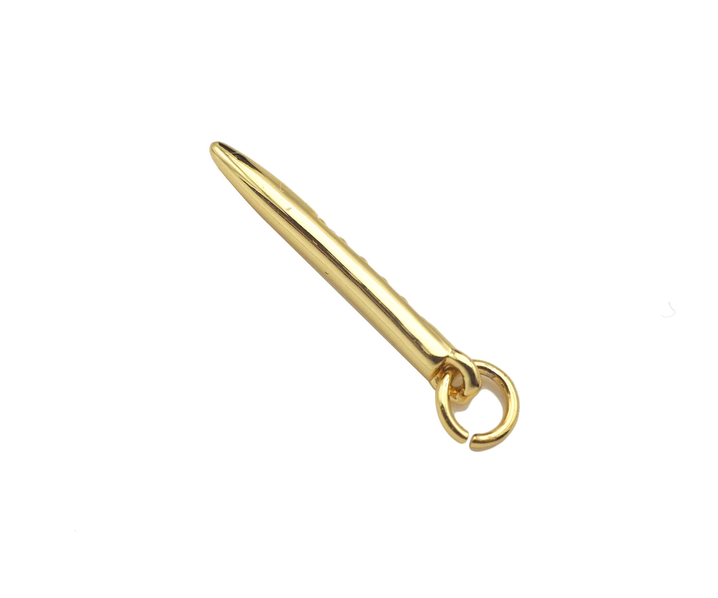 CZ Micro Pave Needle Shape Pendant, 18K Gold Charm, Necklace Bracelet Charm Pendant,2x18mm,Sku#FH161
