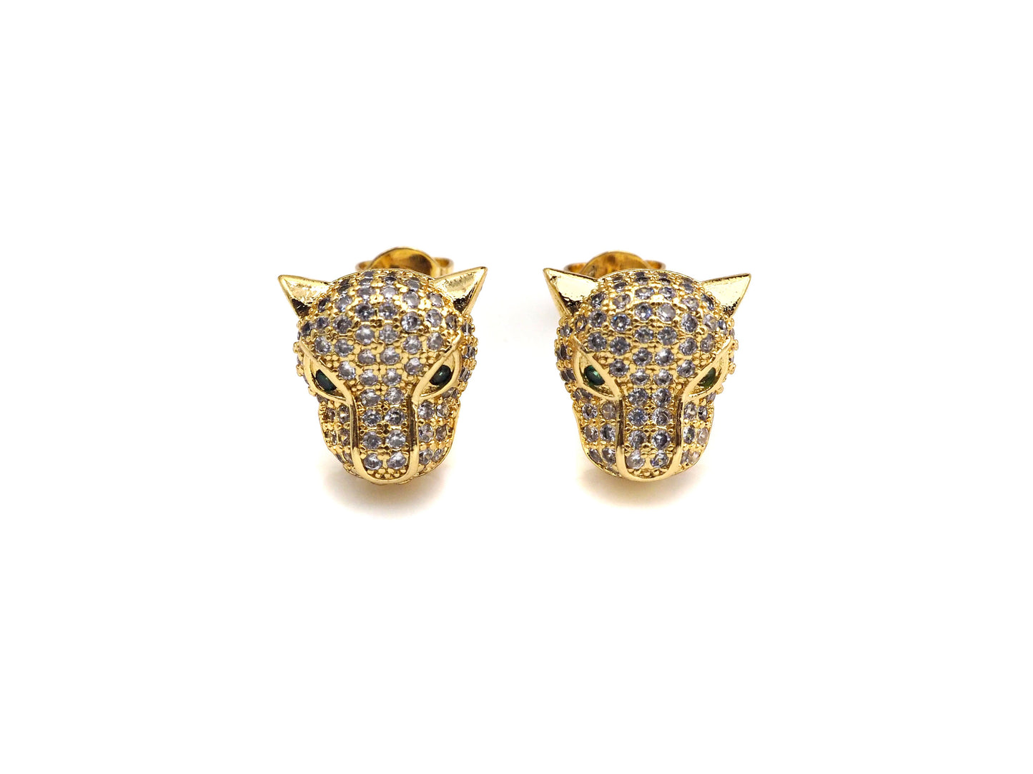 CZ Micro Pave Leopard earrings, Leopard stud earrings, Panther gold earrings, trendy earrings, 11mm, sku#J282