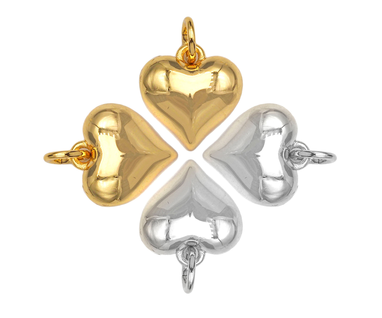 Gold silver Puffy Heart charm, sku#L377