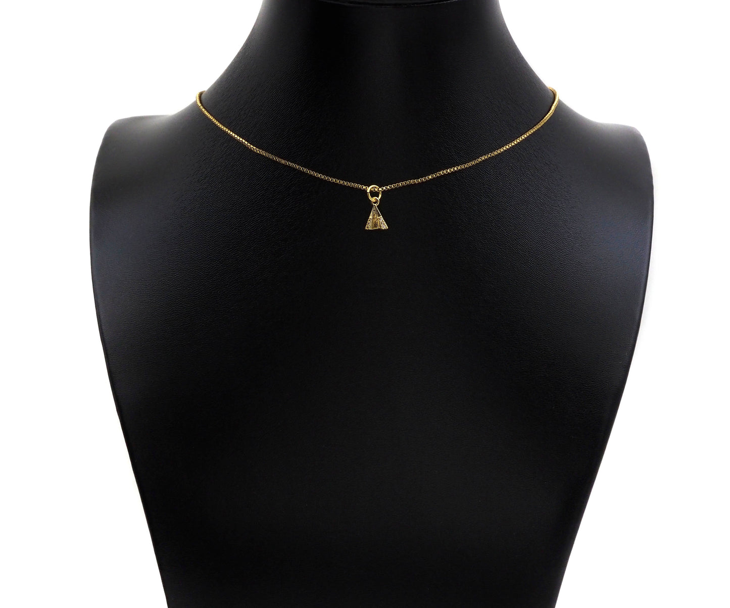 CZ Micro Pave Dainty Gold Triangle Charms, Dainty Pyramid Charms,  Sku#F1343C