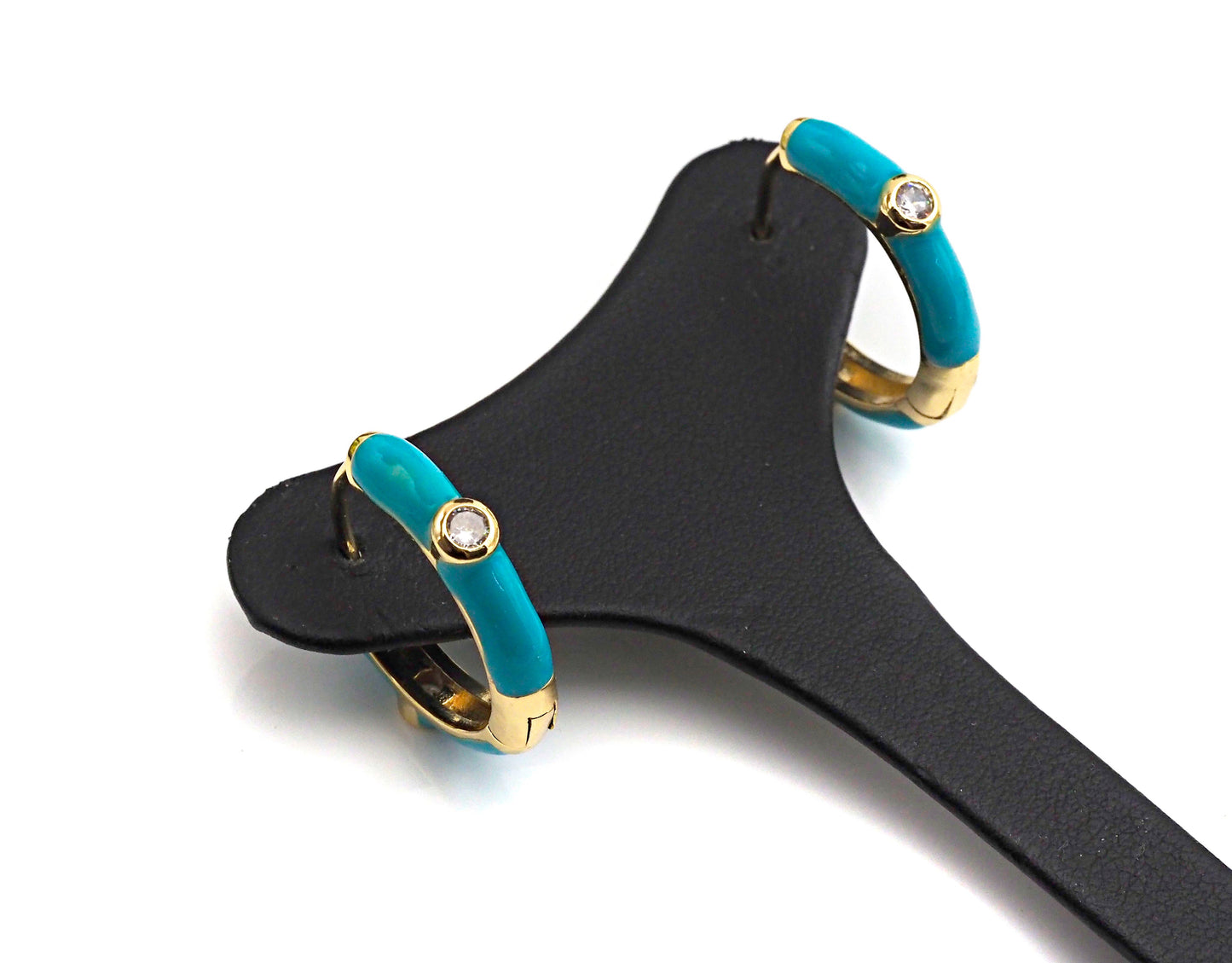 Colorful Enamel Round Latch Back Earrings, Sku#J158