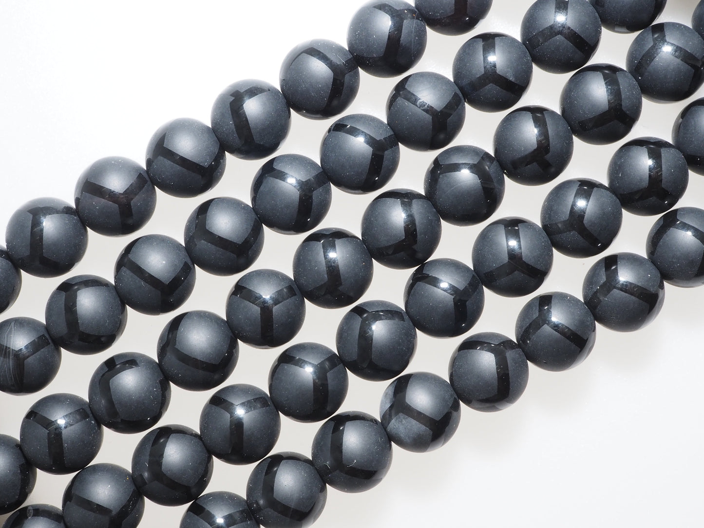 Black Onyx Matte Round Smooth with Football line Beads, 6mm/8mm/10mm/12mm Round Matte onyx, Patterned Onyx, 15.5inch strand, SKU#V16