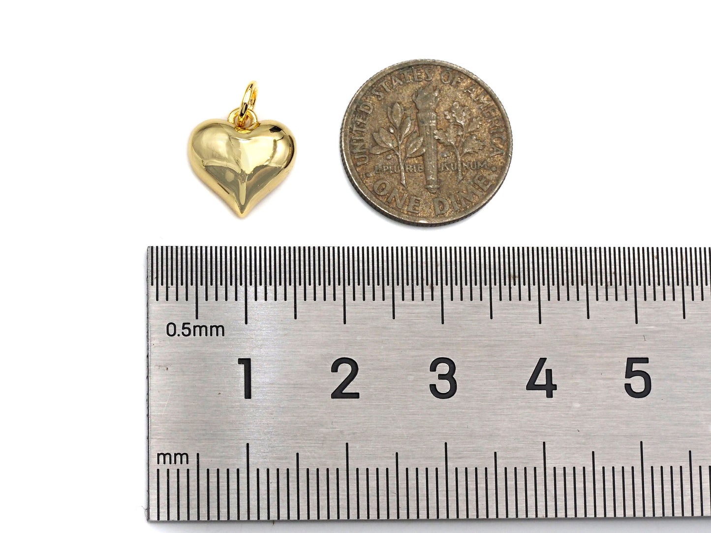 Gold silver Puffy Heart charm, sku#L377