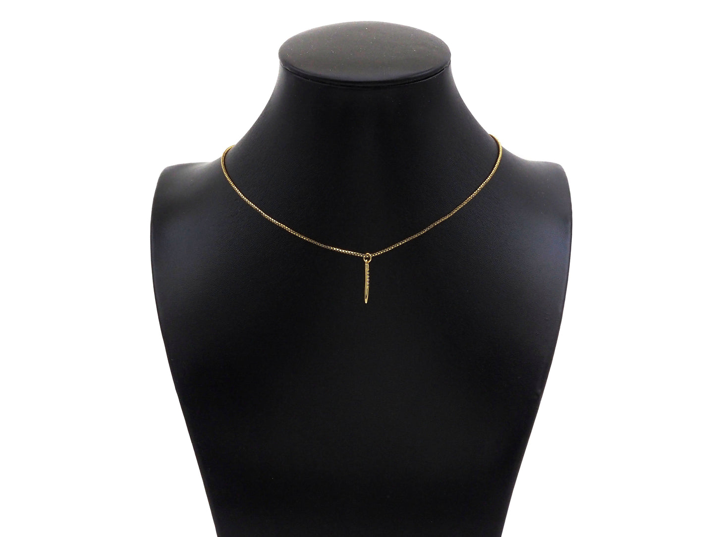 CZ Micro Pave Needle Shape Pendant, 18K Gold Charm, Necklace Bracelet Charm Pendant,2x18mm,Sku#FH161
