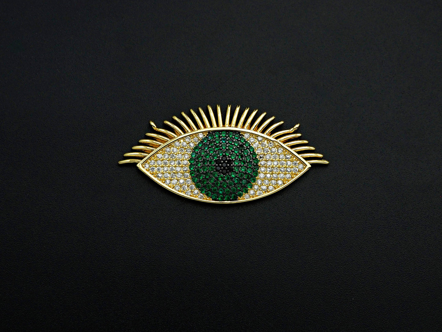 CZ Micro Pave Cobalt/Fuchsia/Green Evil Eye Pendant, SKU#F1134C